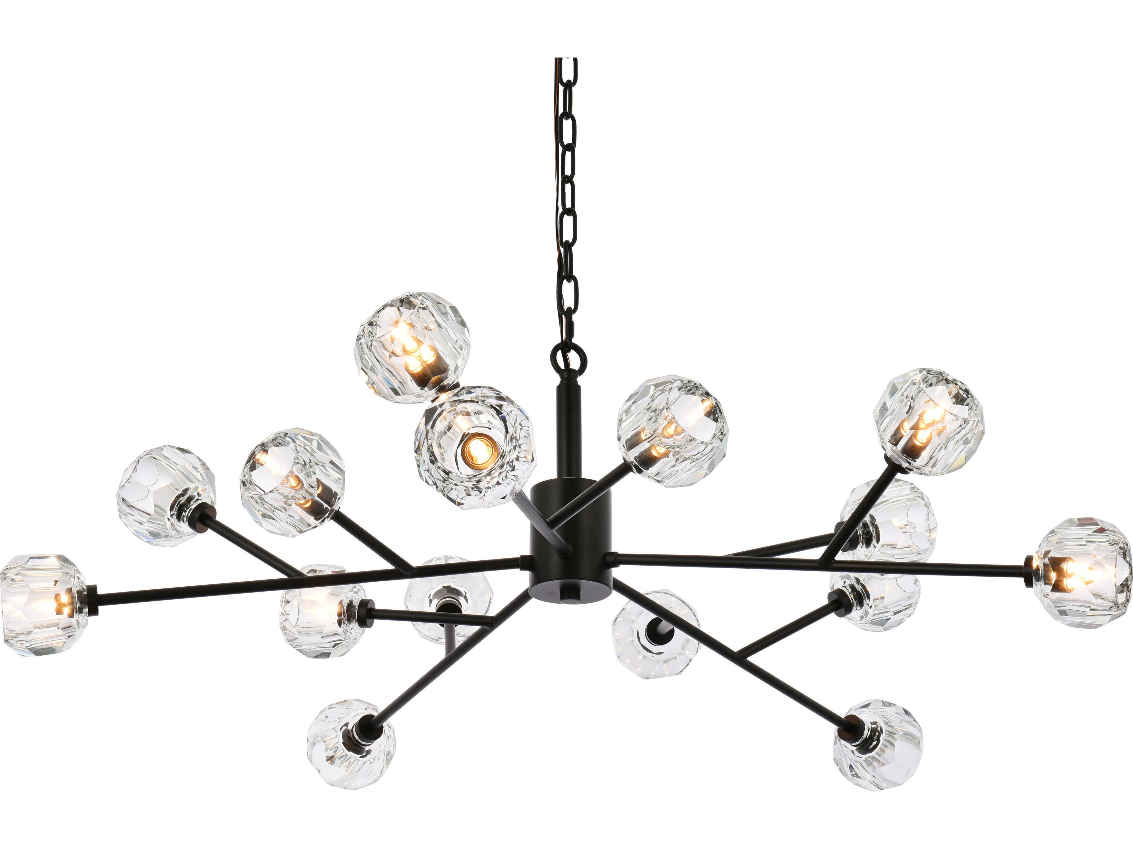 Elegant Lighting Graham 15-Light Black Crystal Geometric Pendant