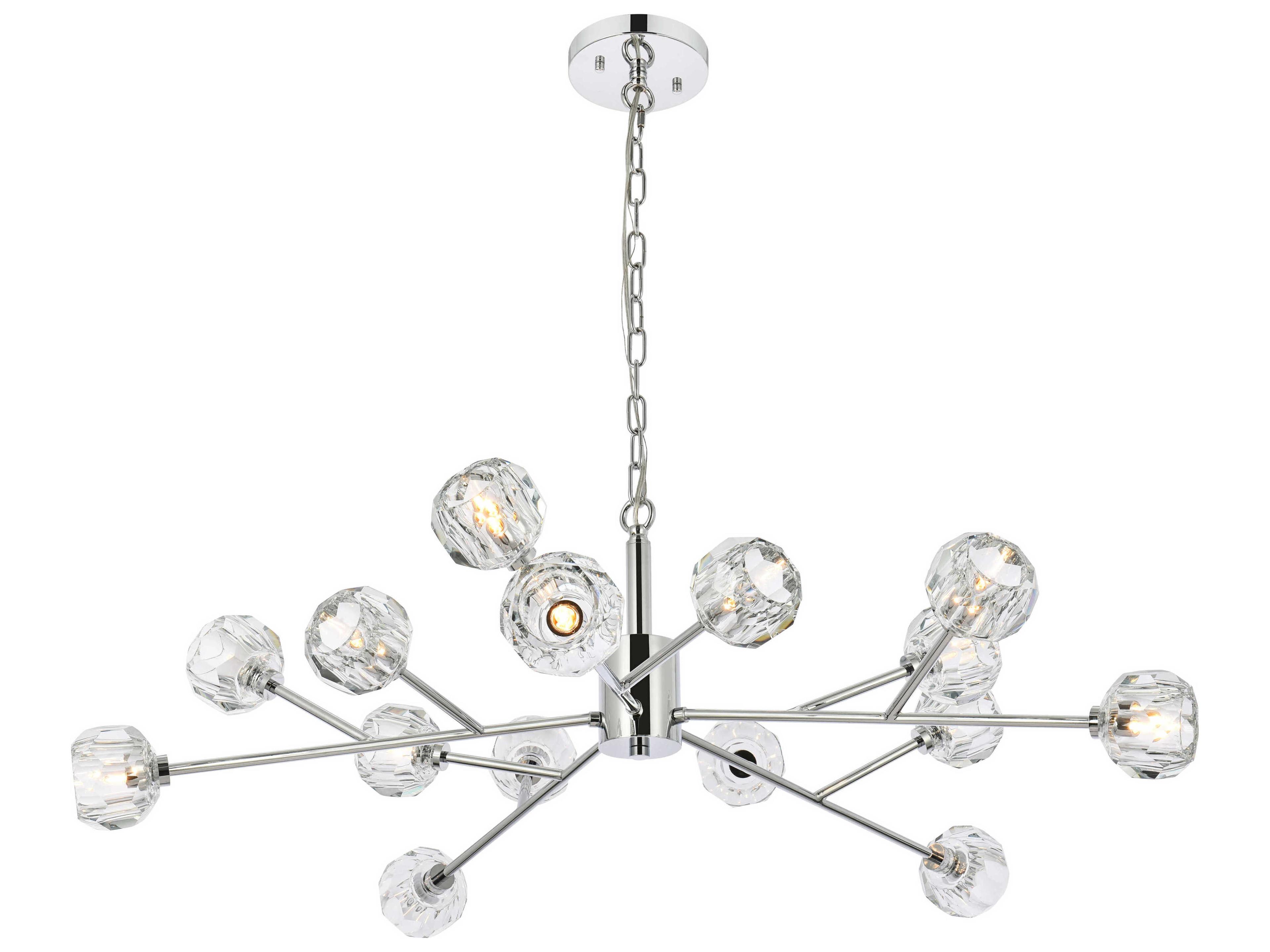 Graham 15-Light Chrome Crystal Geometric Pendant