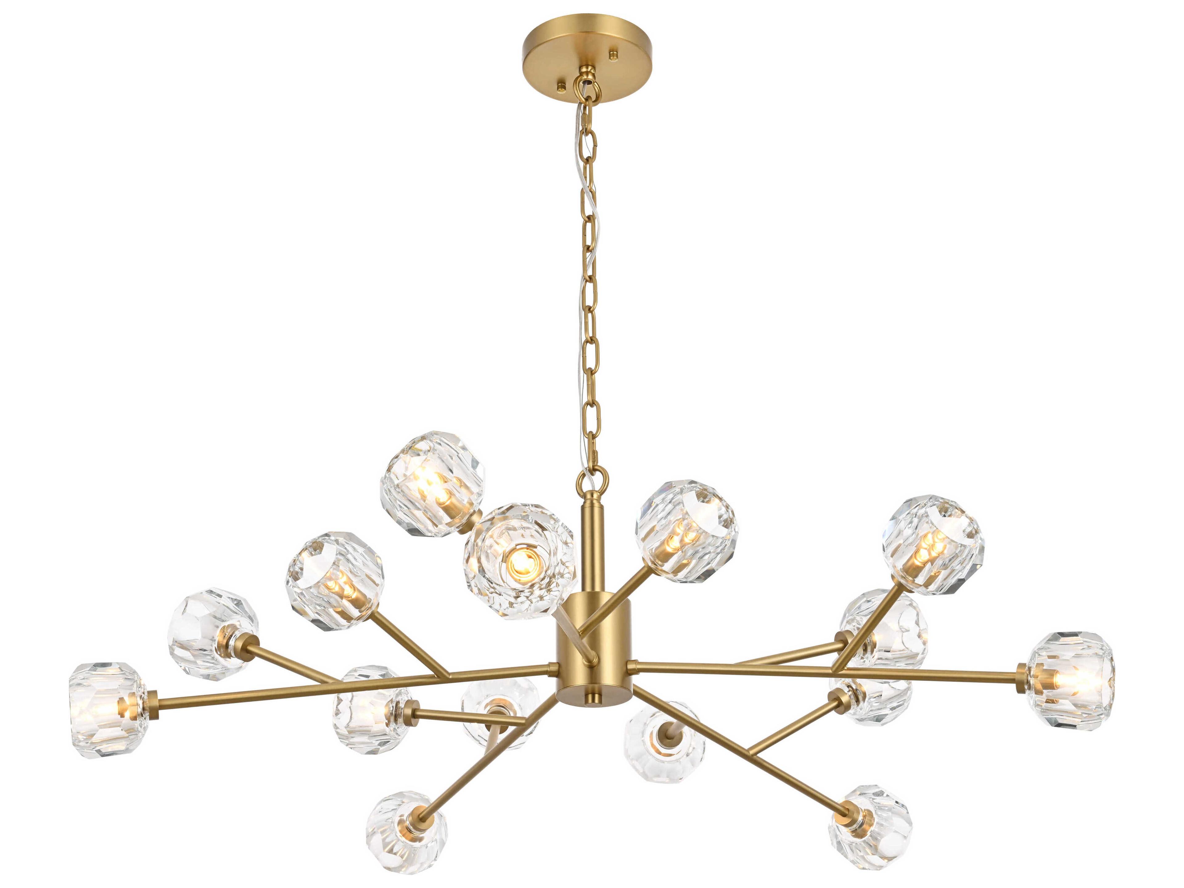 Graham 15-Light Gold Crystal Geometric Pendant