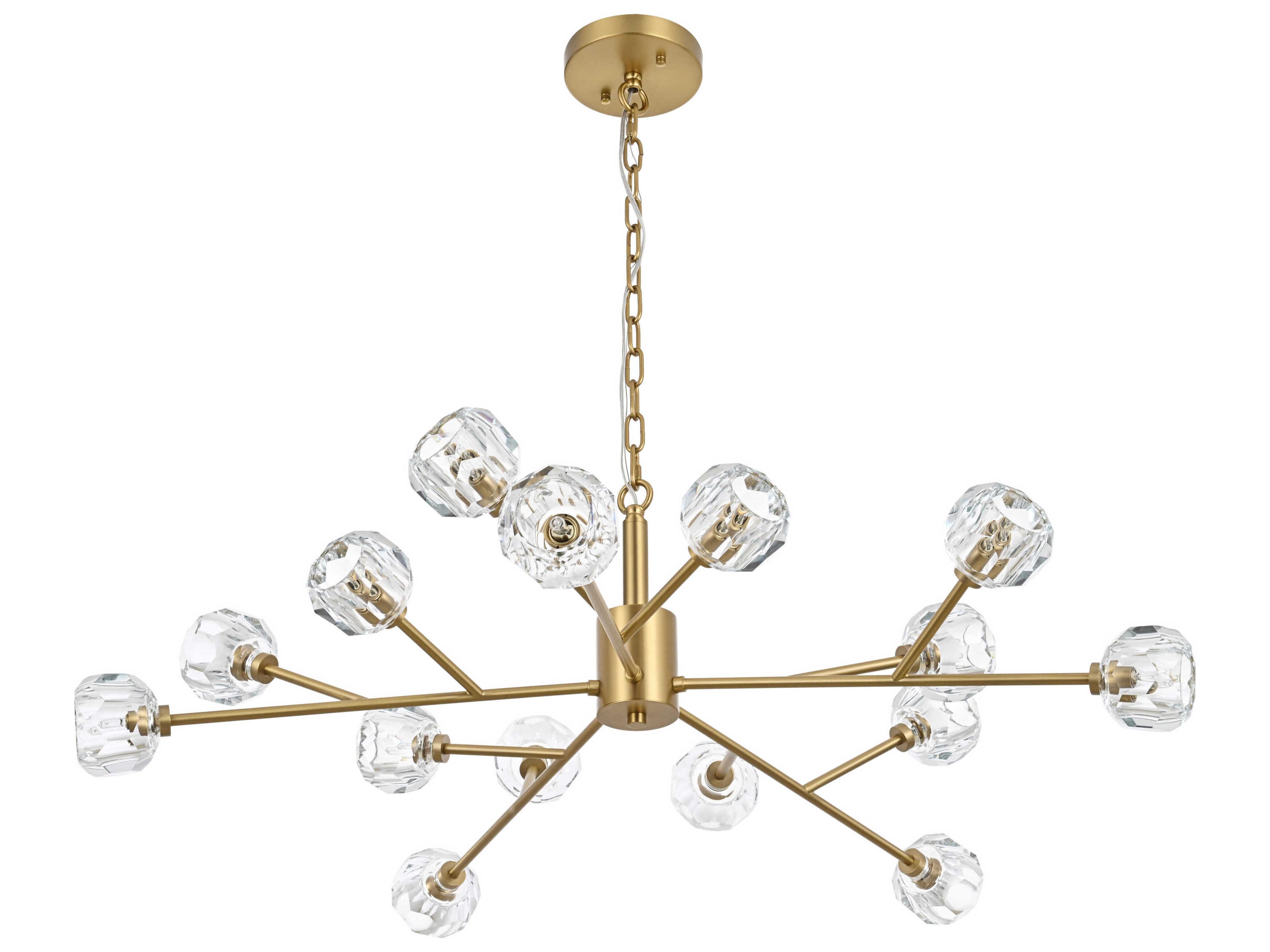 Elegant Lighting Graham 15-Light Gold Crystal Geometric Pendant