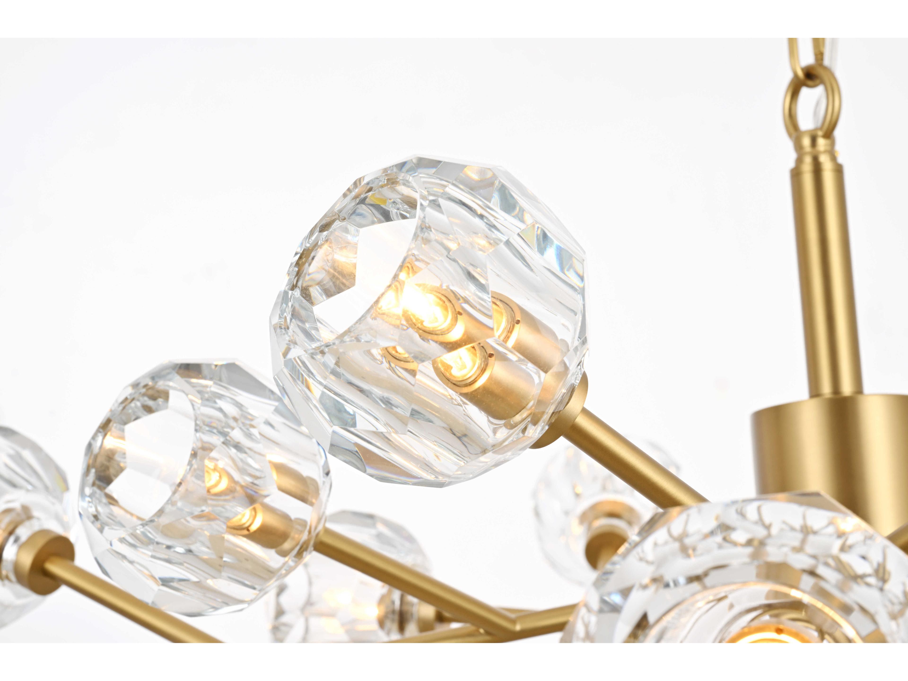 Elegant Lighting Graham 15-Light Gold Crystal Geometric Pendant