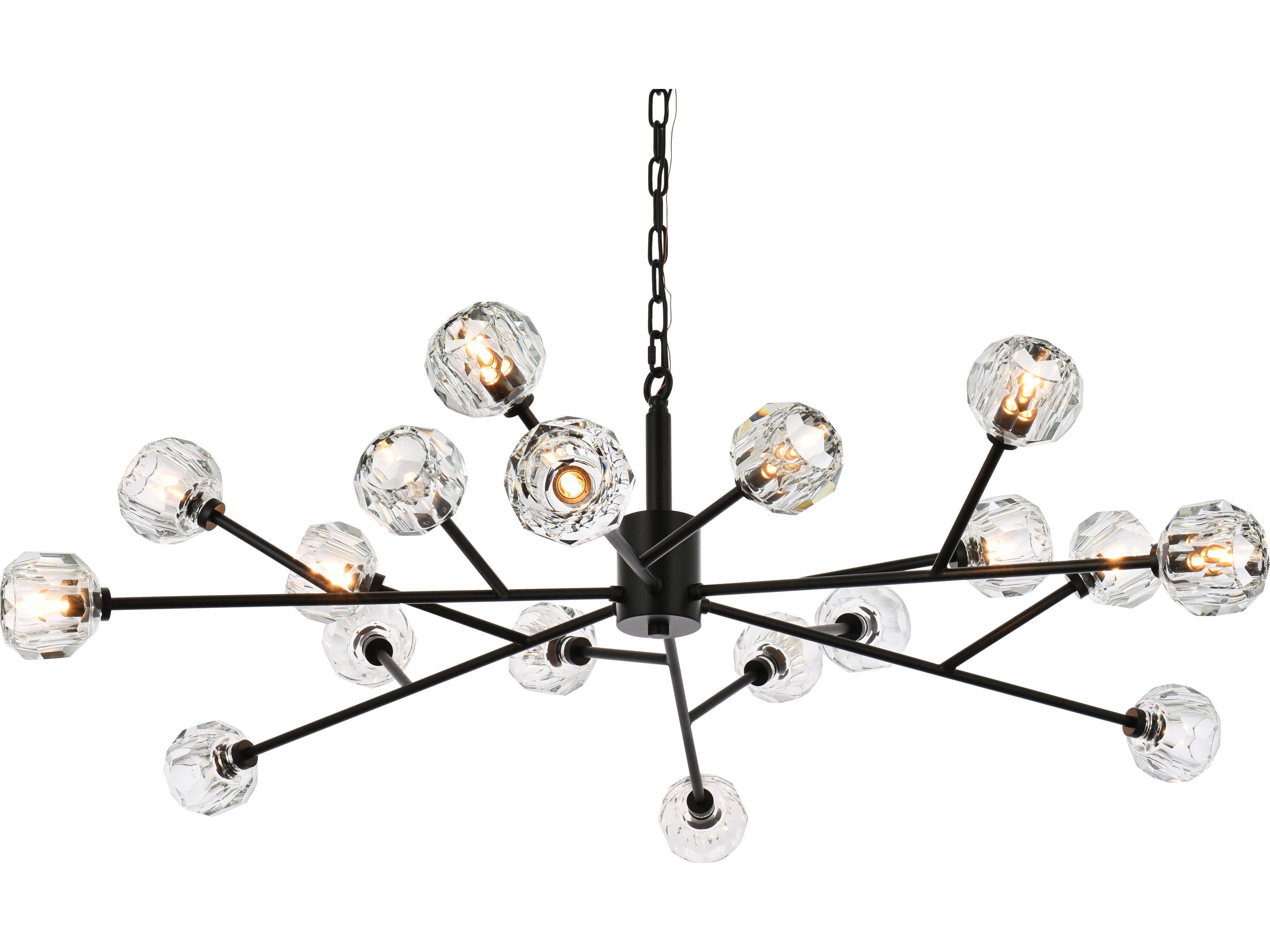 Elegant Lighting Graham 18-Light8-Light Black Crystal Geometric Pendant