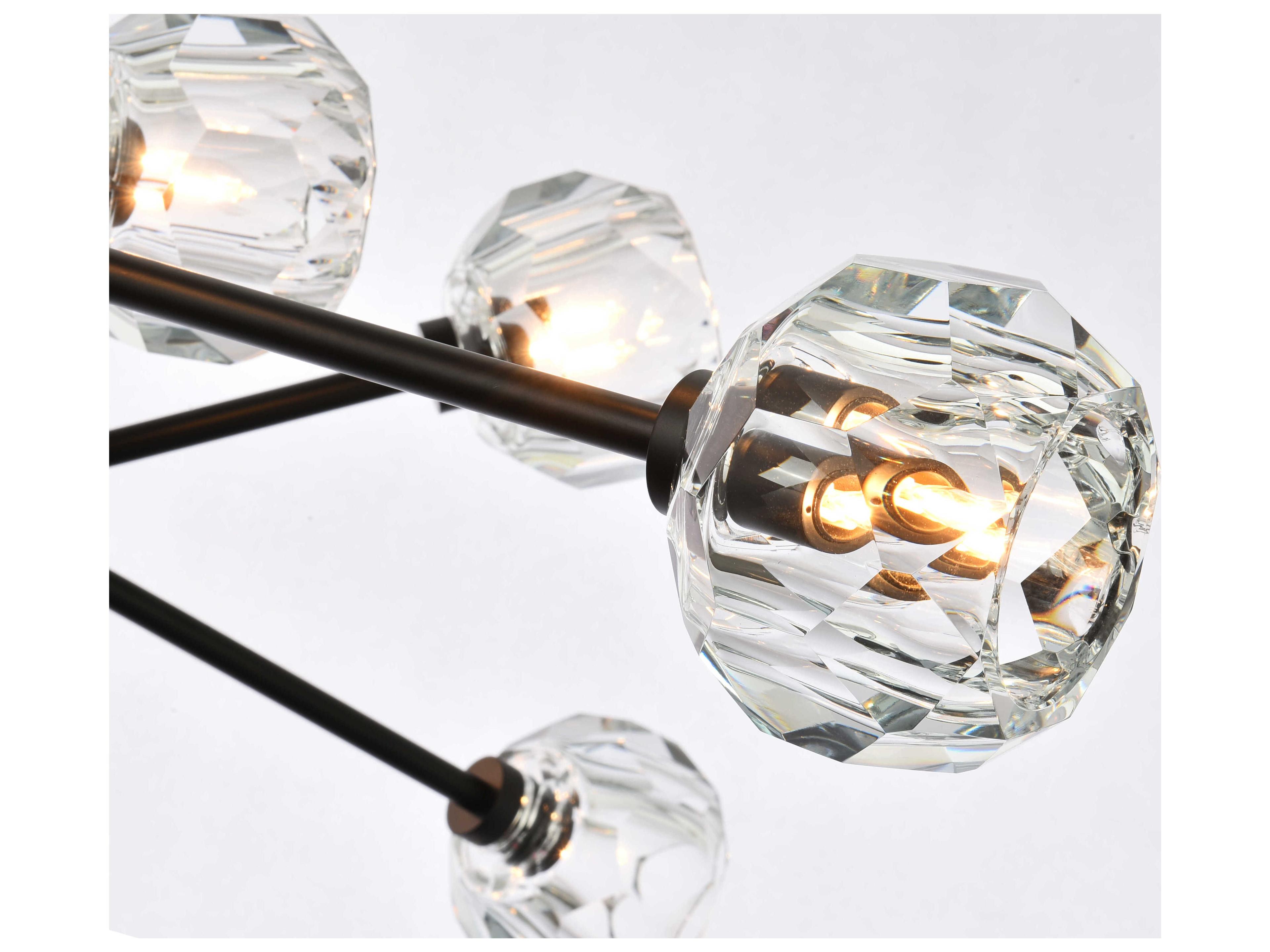 Elegant Lighting Graham 18-Light8-Light Black Crystal Geometric Pendant