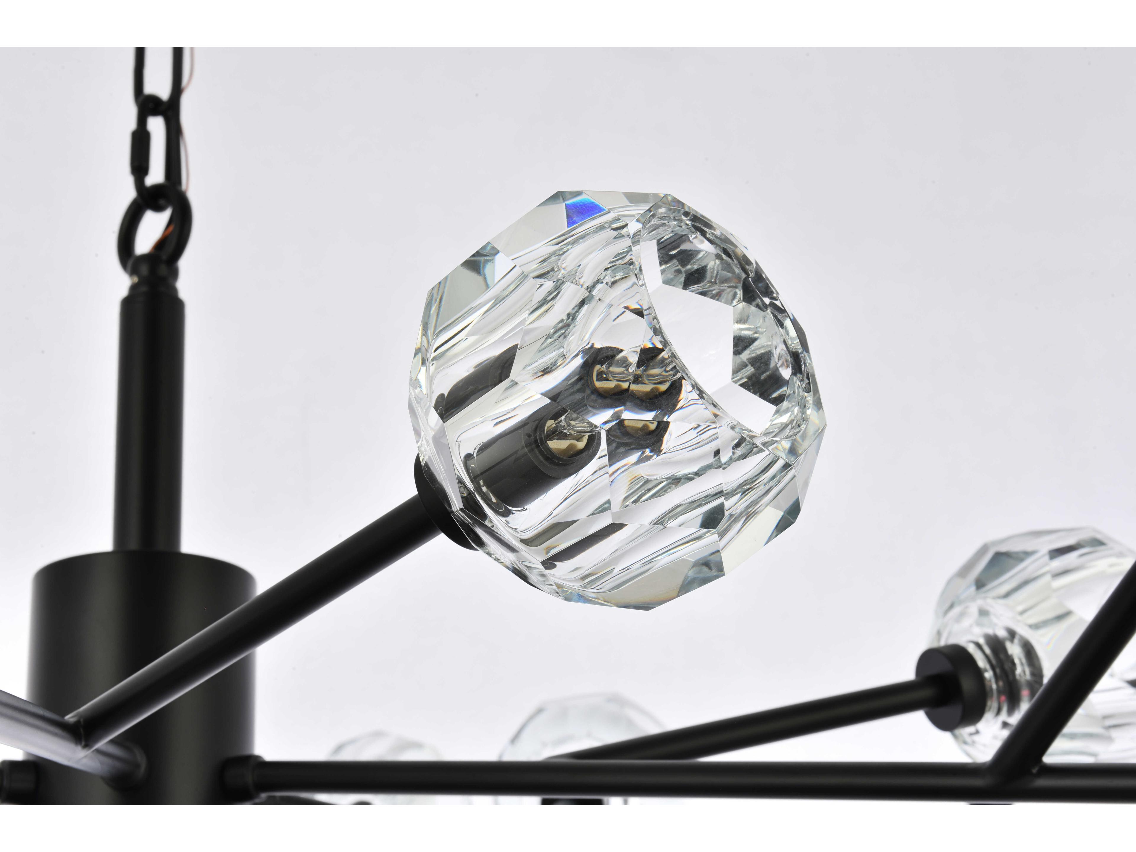 Elegant Lighting Graham 18-Light8-Light Black Crystal Geometric Pendant