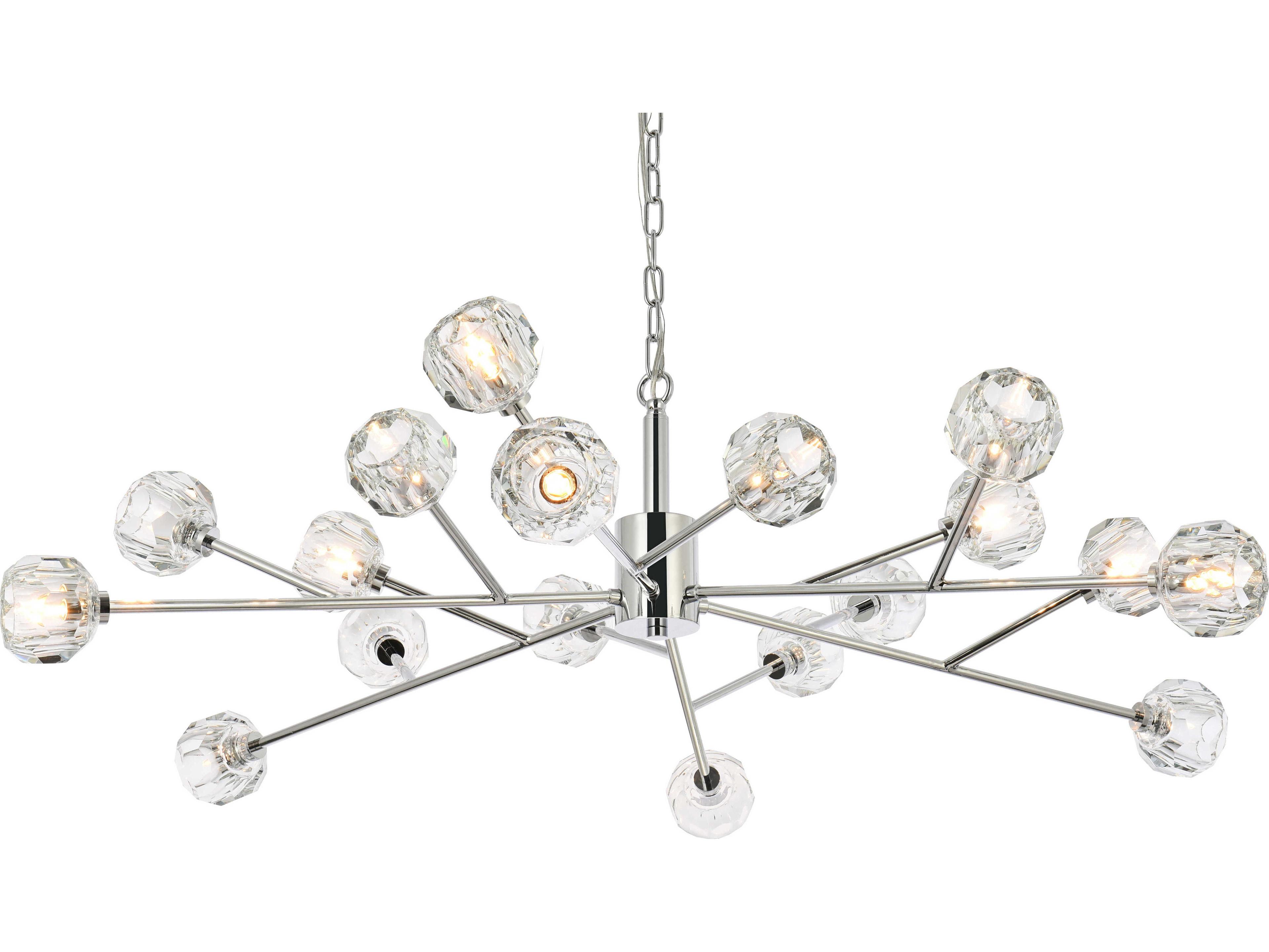 Elegant Lighting Graham 18-Light8-Light Chrome Crystal Geometric Pendant