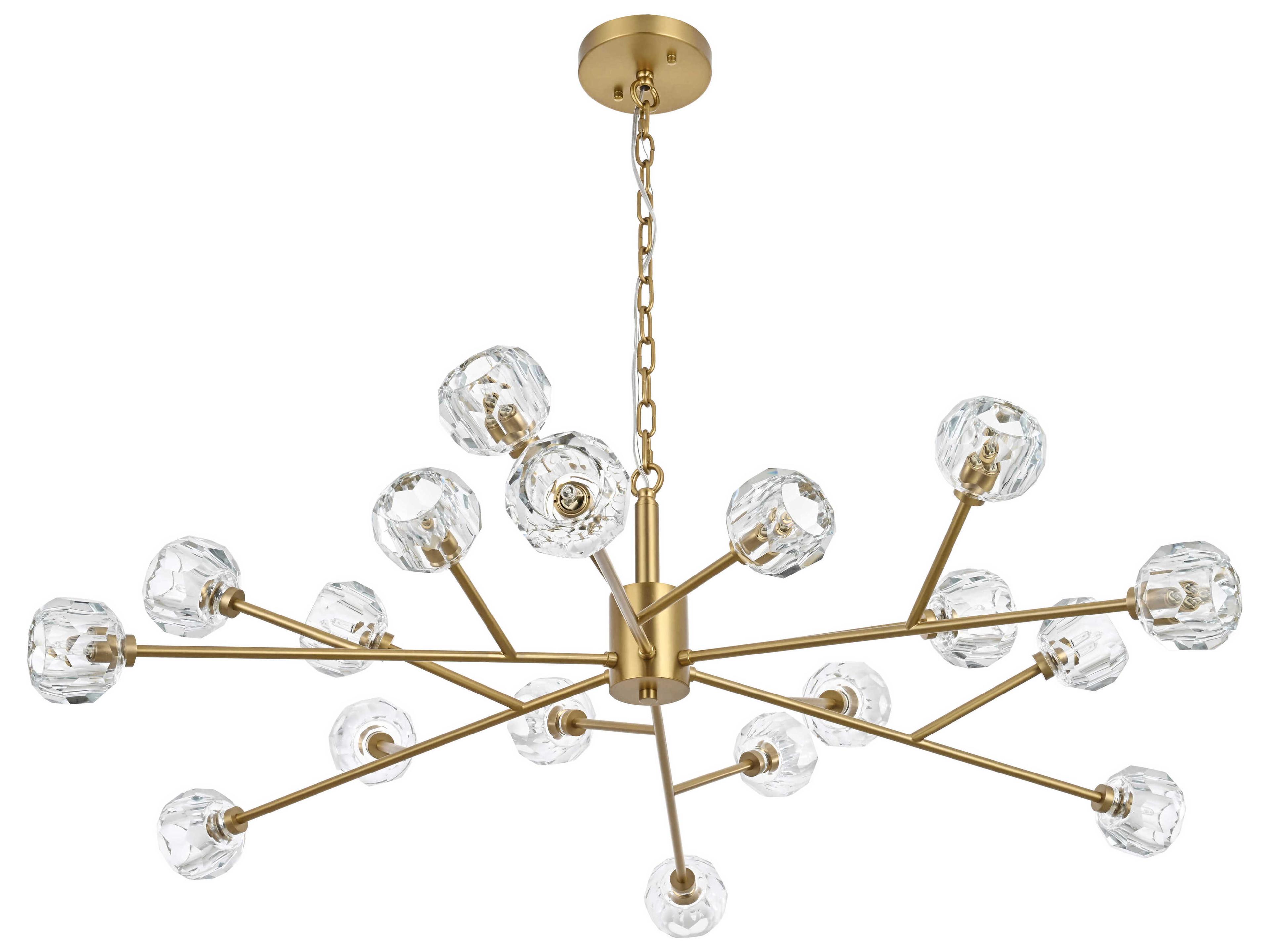 Elegant Lighting Graham 18-Light8-Light Gold Crystal Geometric Pendant