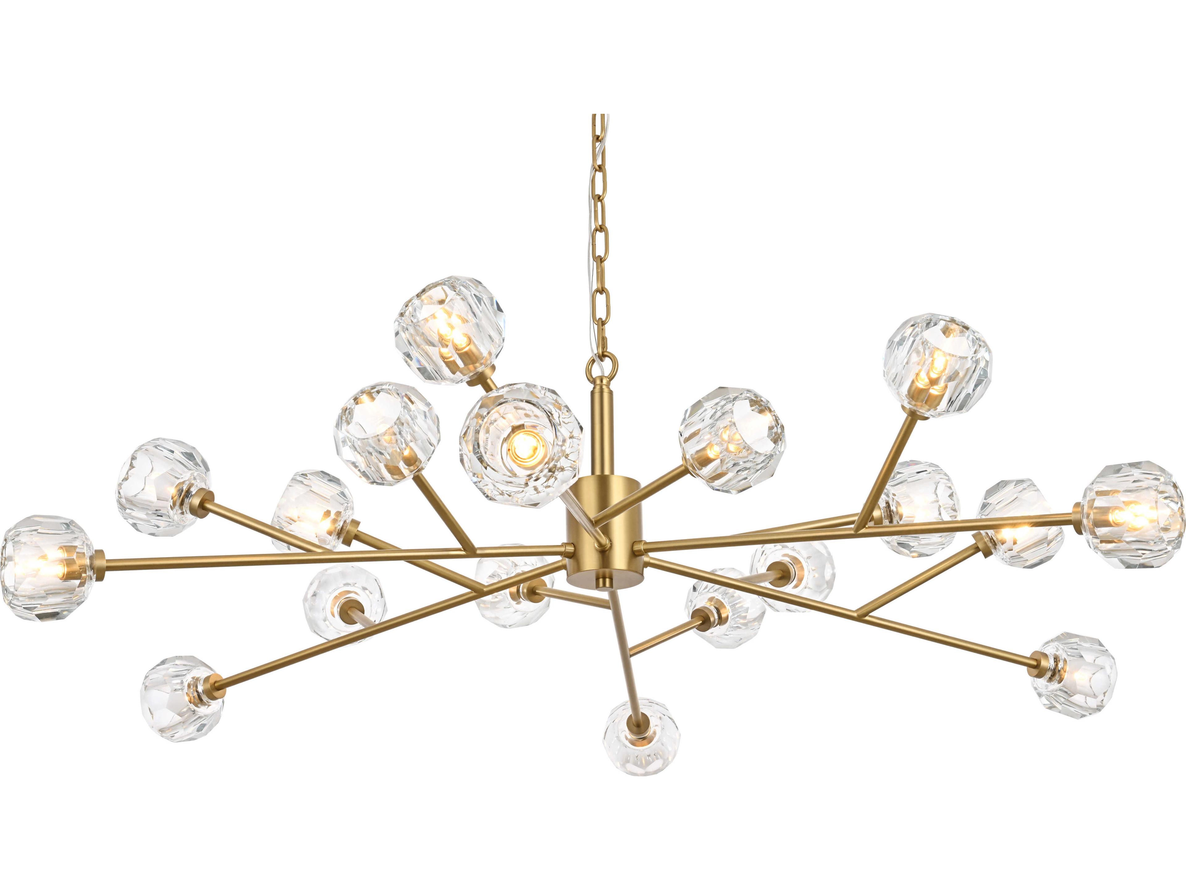 Elegant Lighting Graham 18-Light8-Light Gold Crystal Geometric Pendant