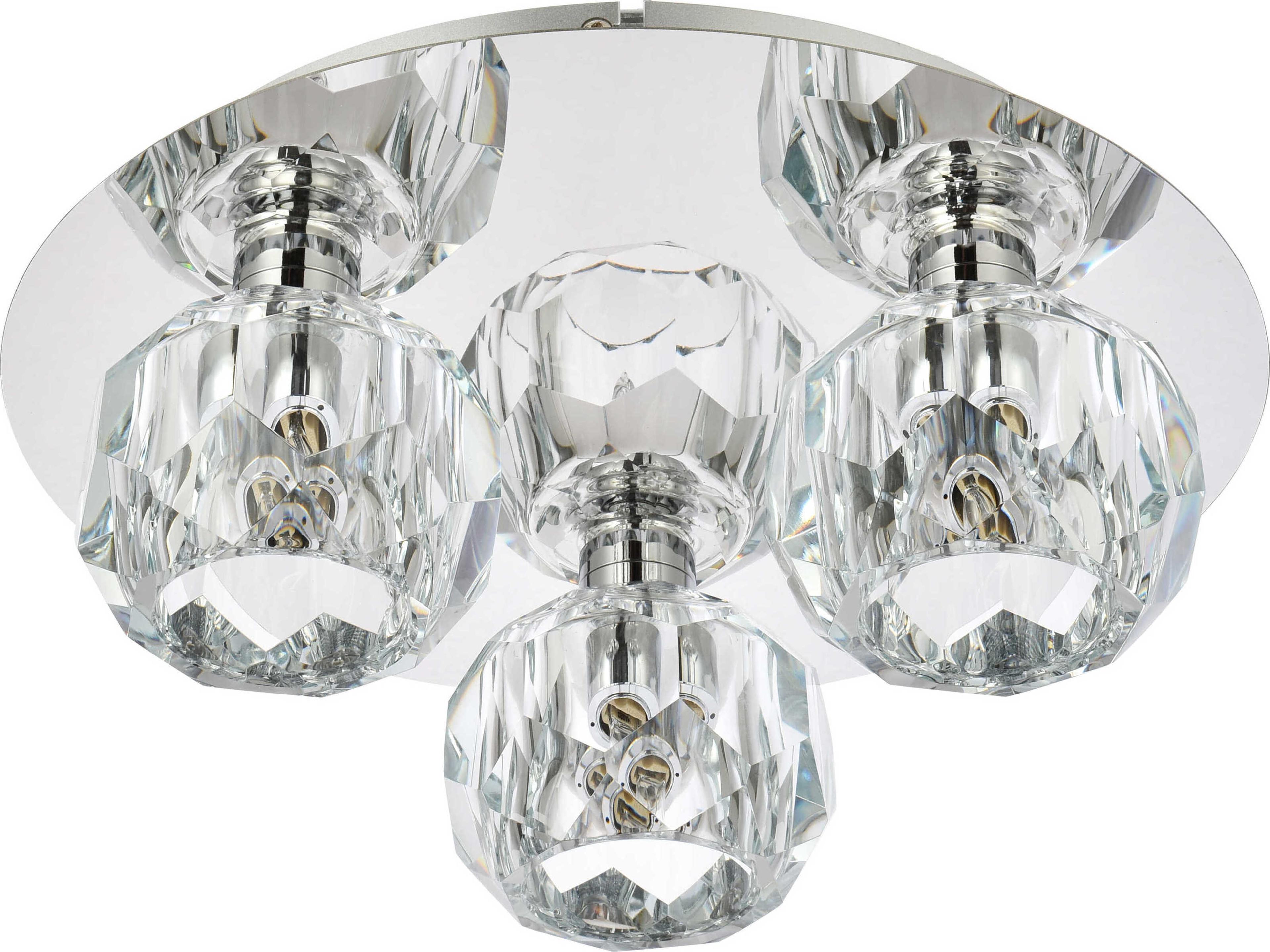 Elegant Lighting Graham 3-Light Chrome Crystal Geometric Flush Mount