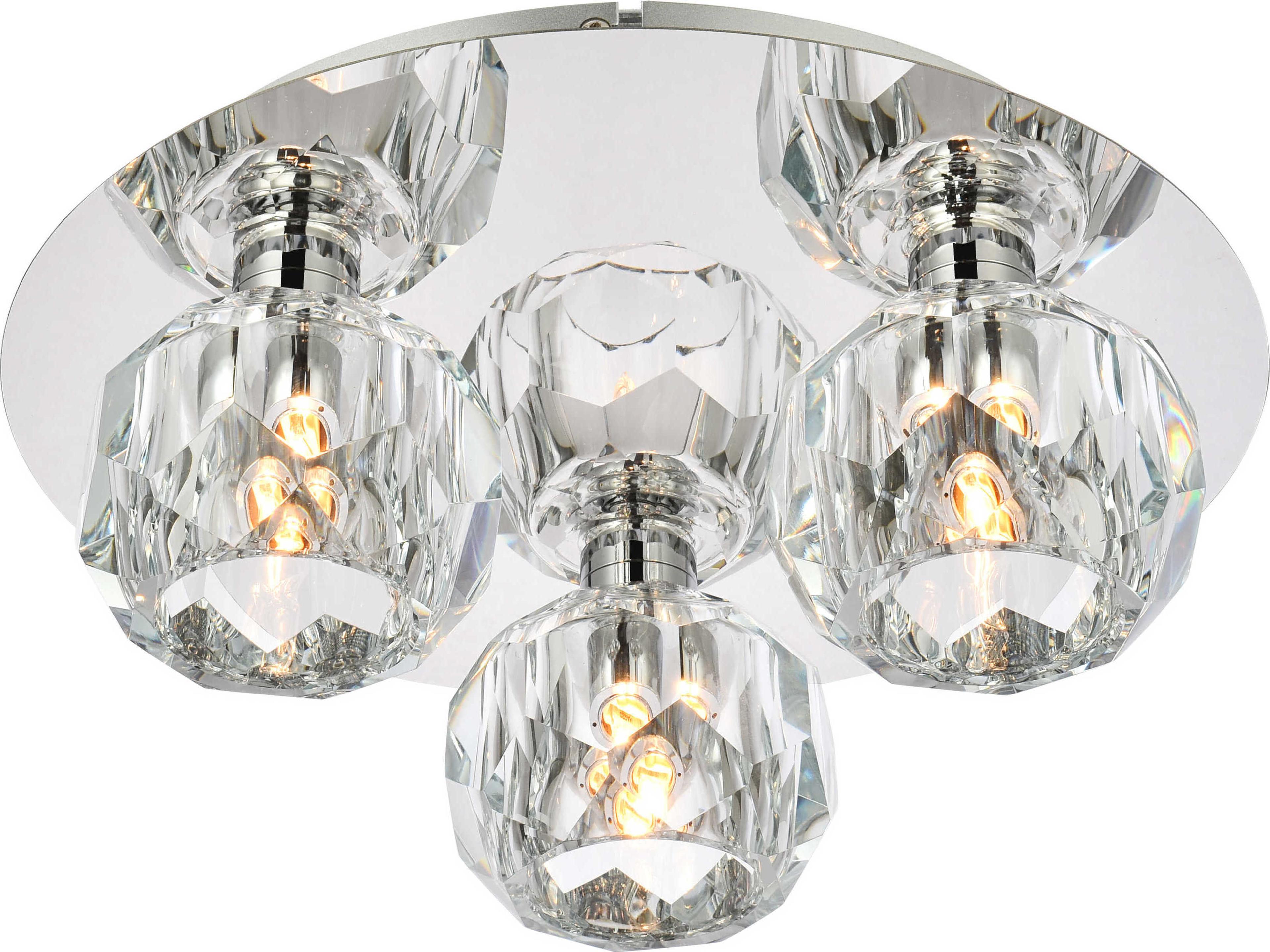Elegant Lighting Graham 3-Light Chrome Crystal Geometric Flush Mount
