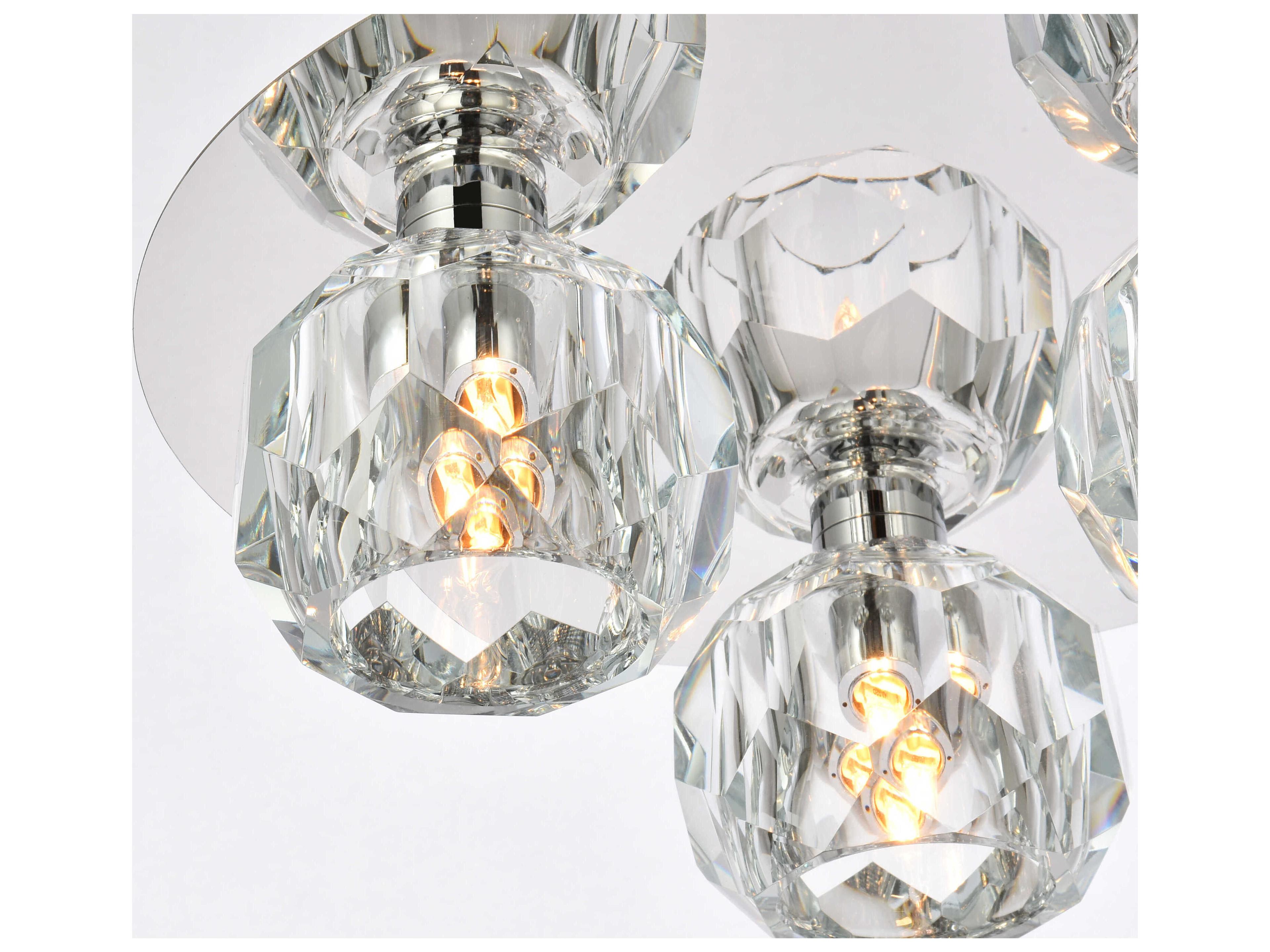 Elegant Lighting Graham 3-Light Chrome Crystal Geometric Flush Mount
