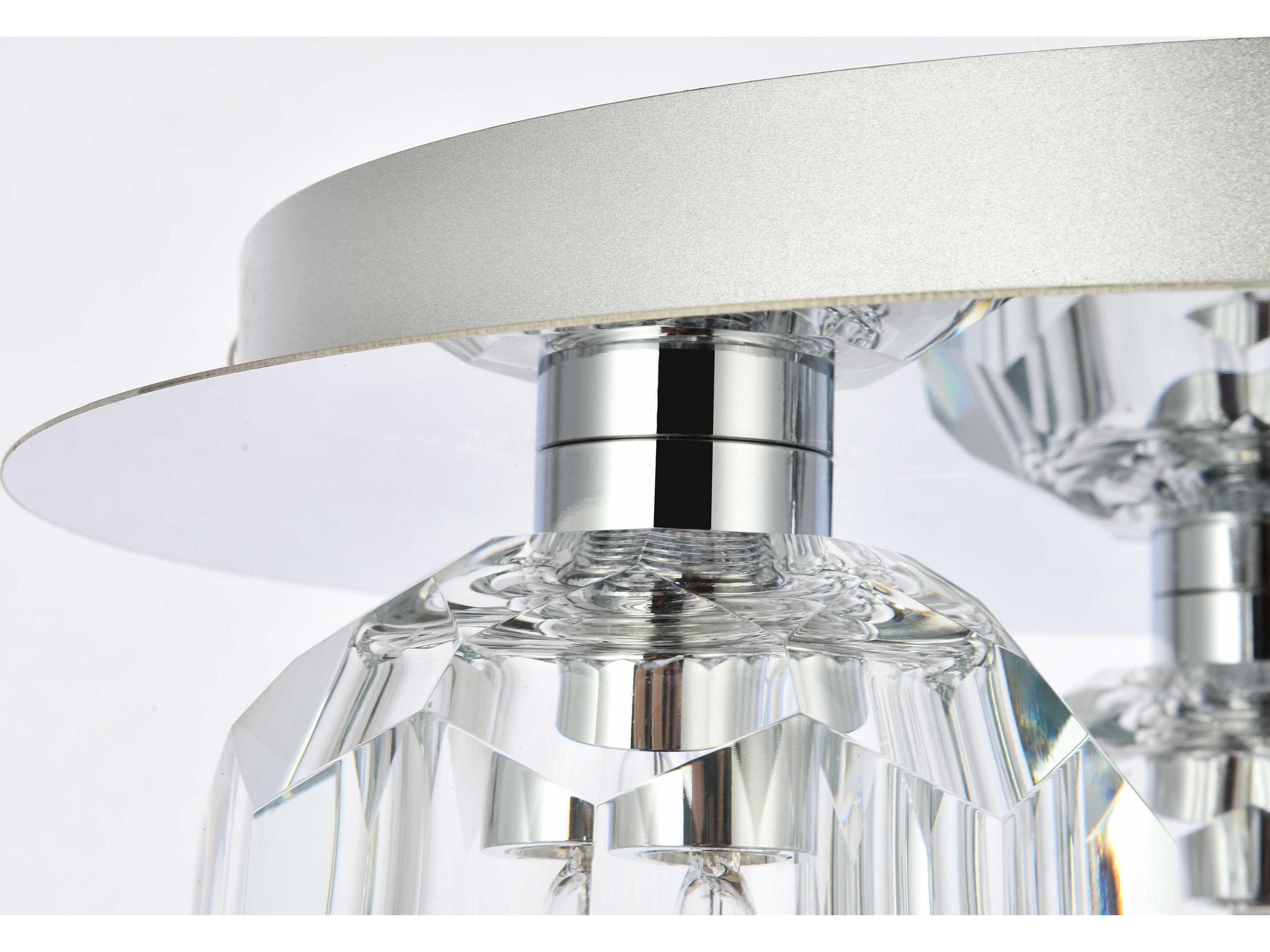 Elegant Lighting Graham 3-Light Chrome Crystal Geometric Flush Mount