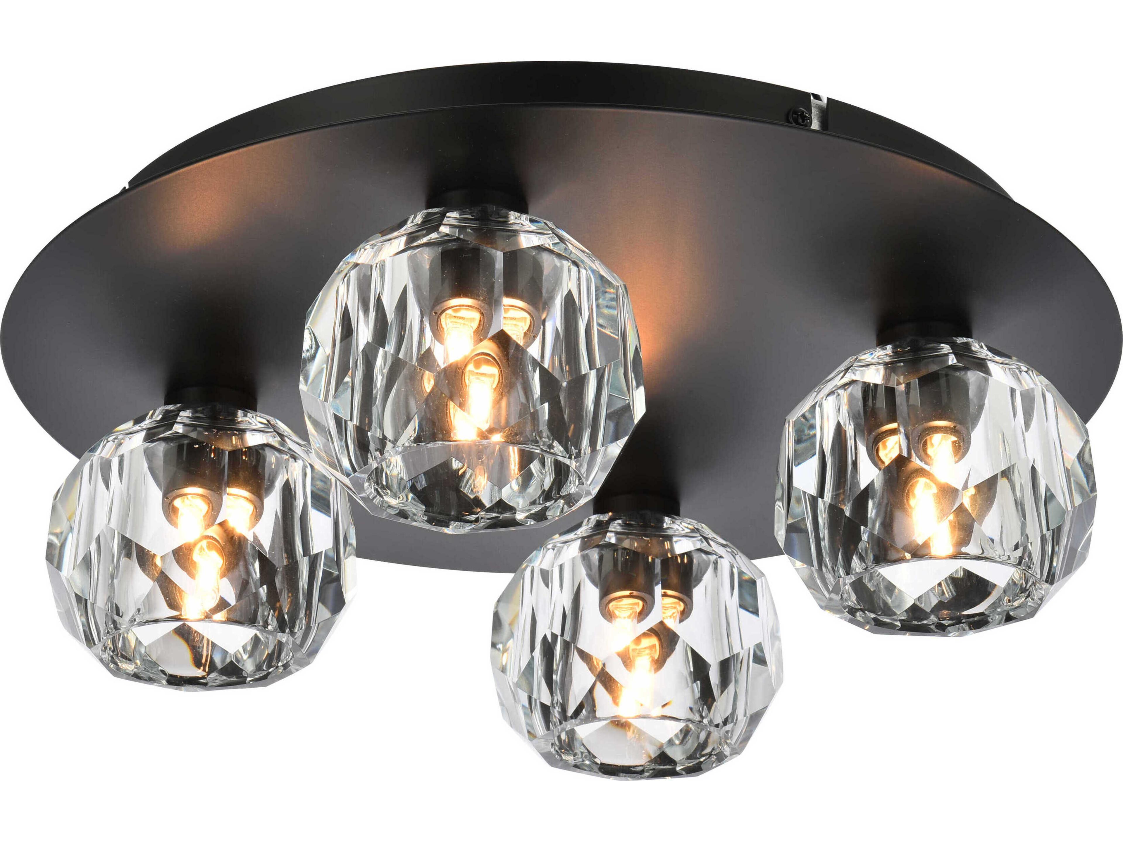 Graham 4-Light Black Crystal Geometric Flush Mount