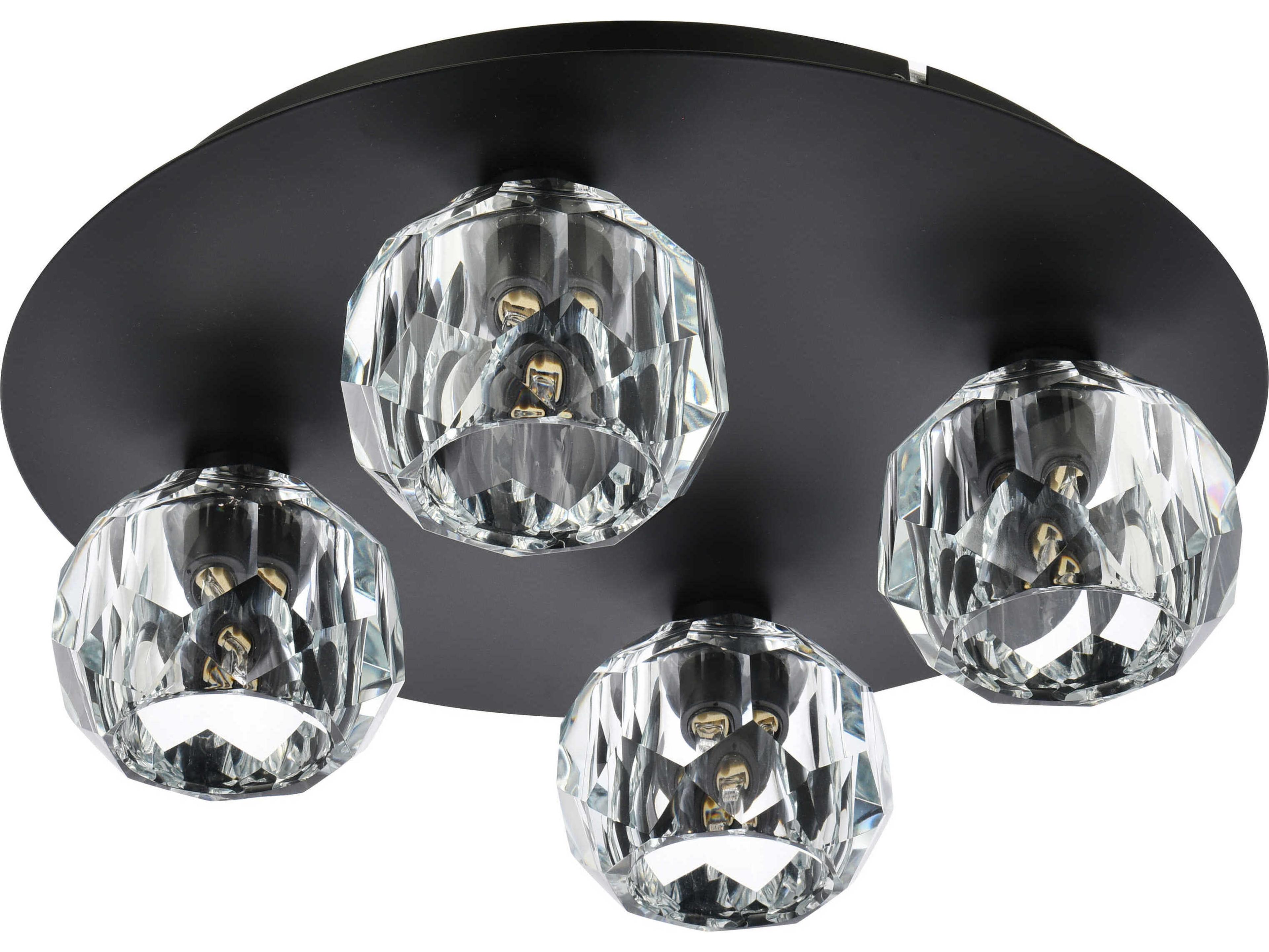 Elegant Lighting Graham 4-Light Black Crystal Geometric Flush Mount