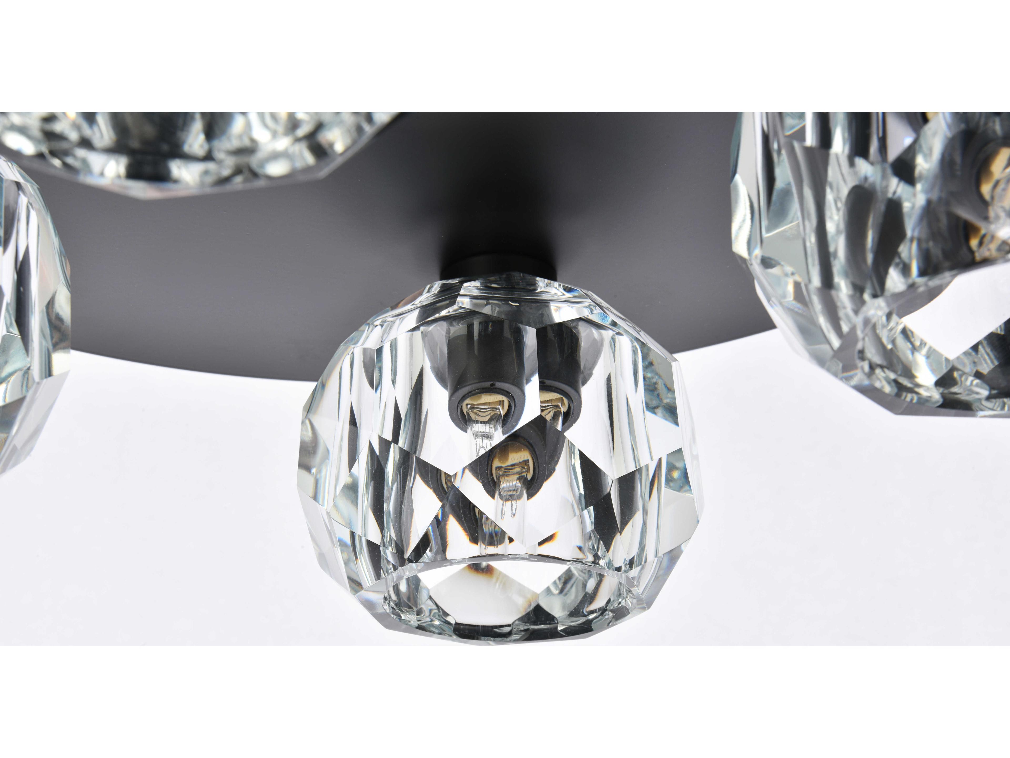 Elegant Lighting Graham 4-Light Black Crystal Geometric Flush Mount