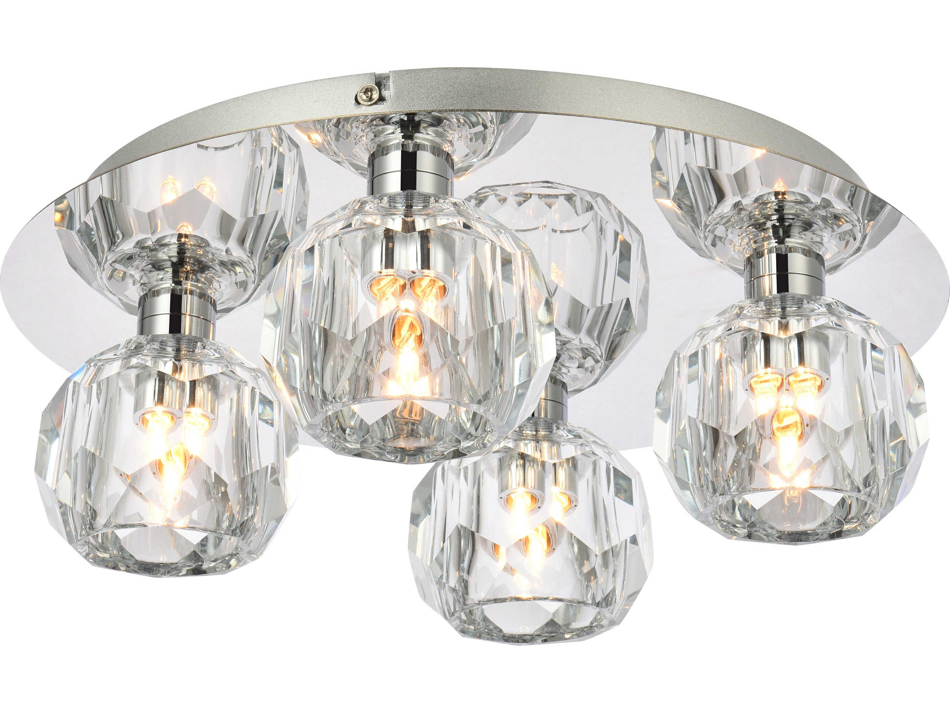 Graham 4-Light Chrome Crystal Geometric Flush Mount