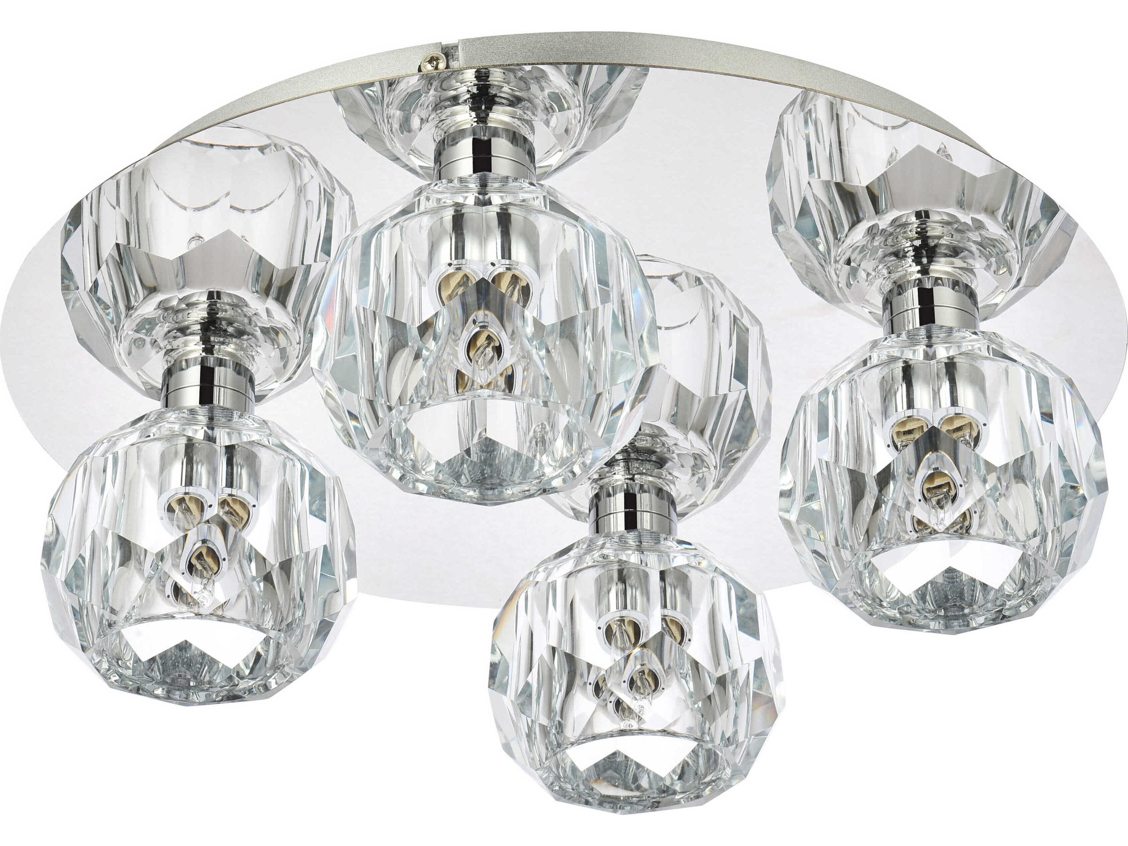 Elegant Lighting Graham 4-Light Chrome Crystal Geometric Flush Mount