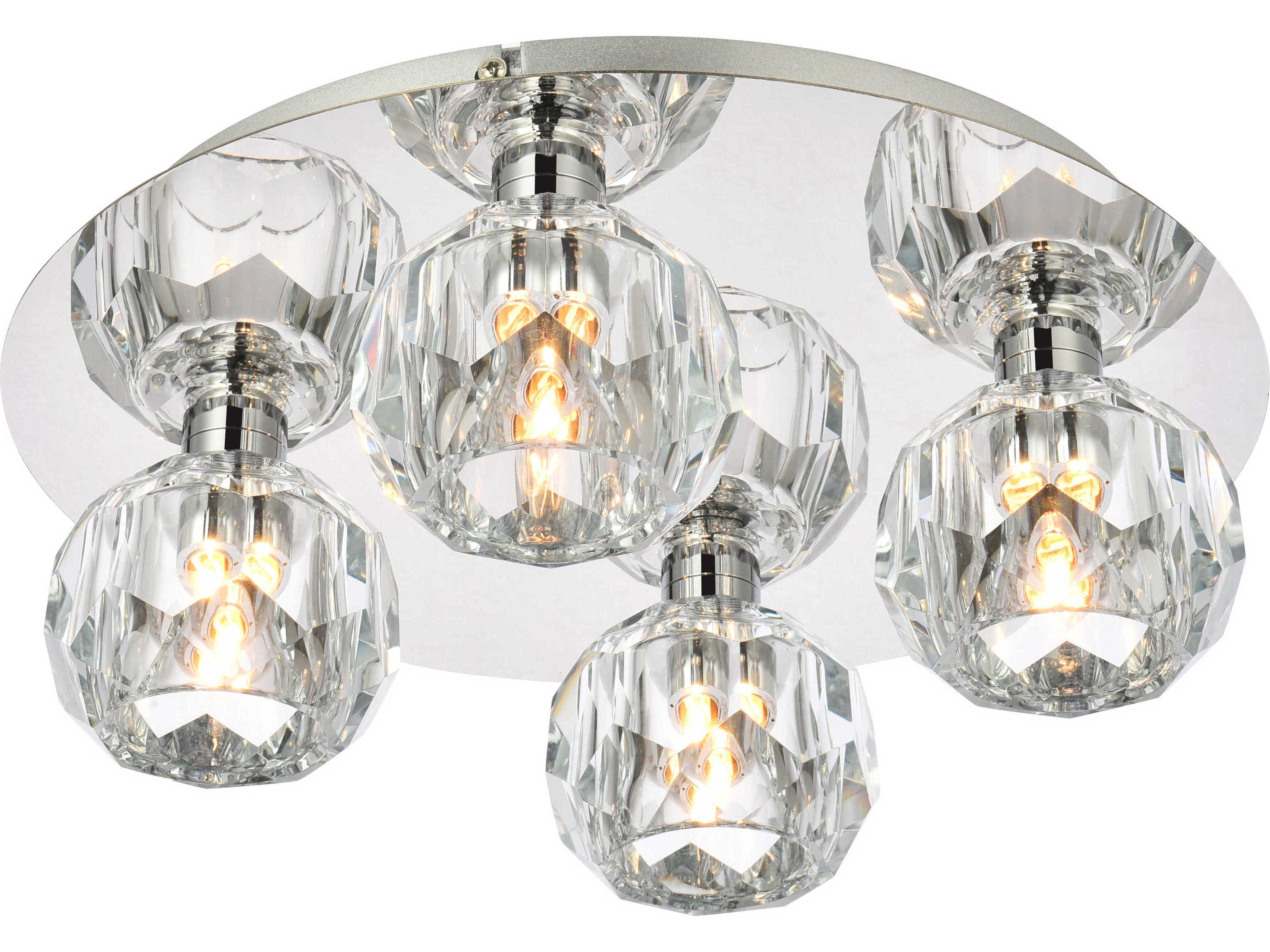 Elegant Lighting Graham 4-Light Chrome Crystal Geometric Flush Mount