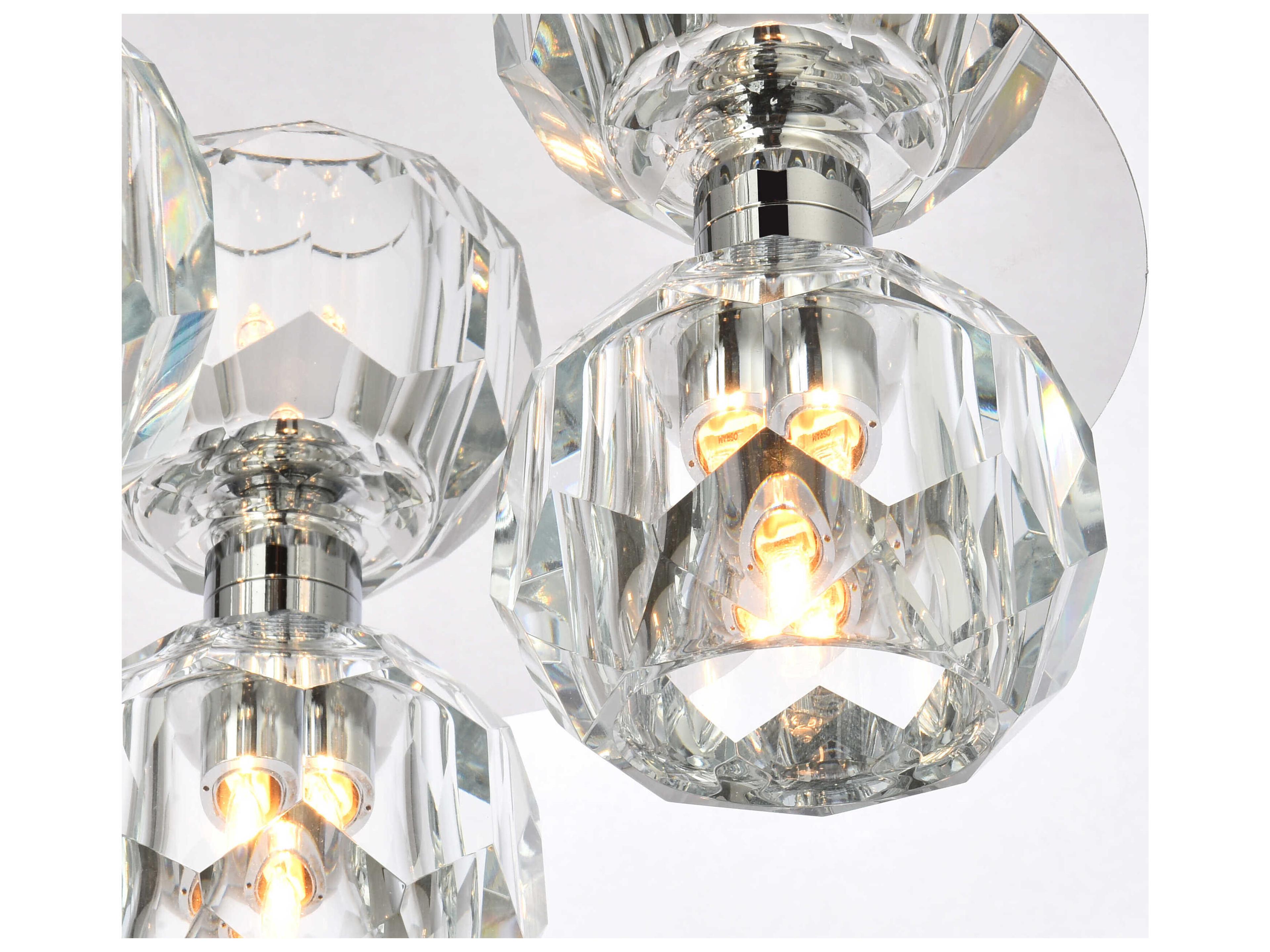 Elegant Lighting Graham 4-Light Chrome Crystal Geometric Flush Mount