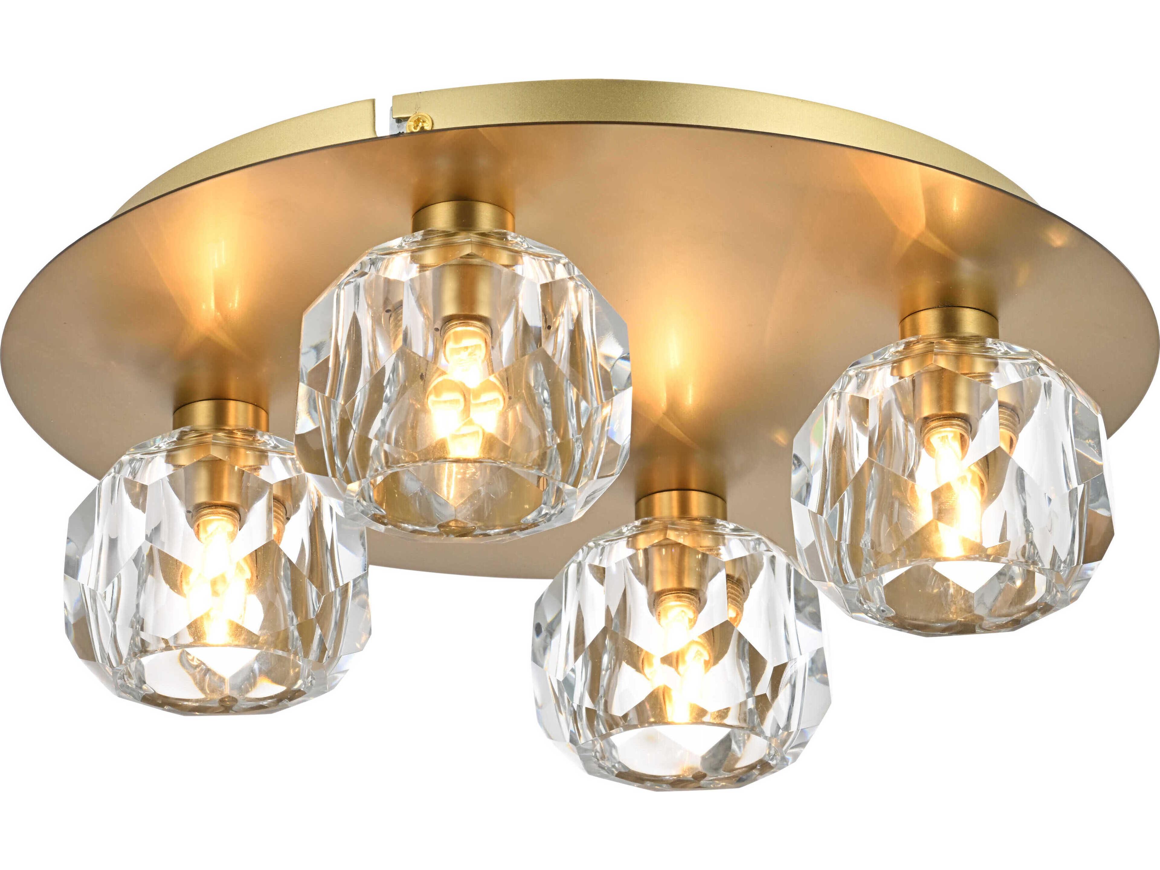 Graham 4-Light Gold Crystal Geometric Flush Mount