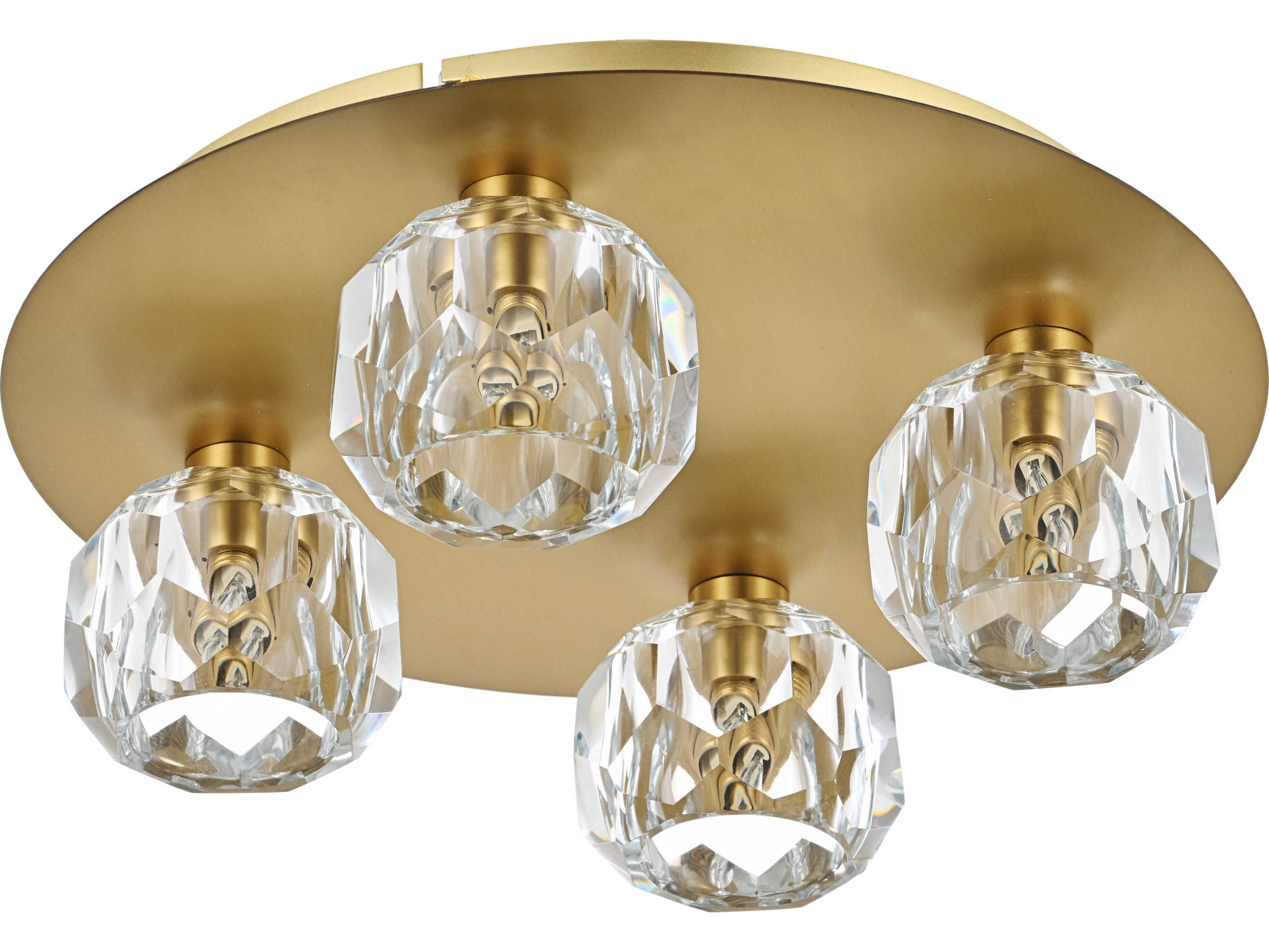Elegant Lighting Graham 4-Light Gold Crystal Geometric Flush Mount