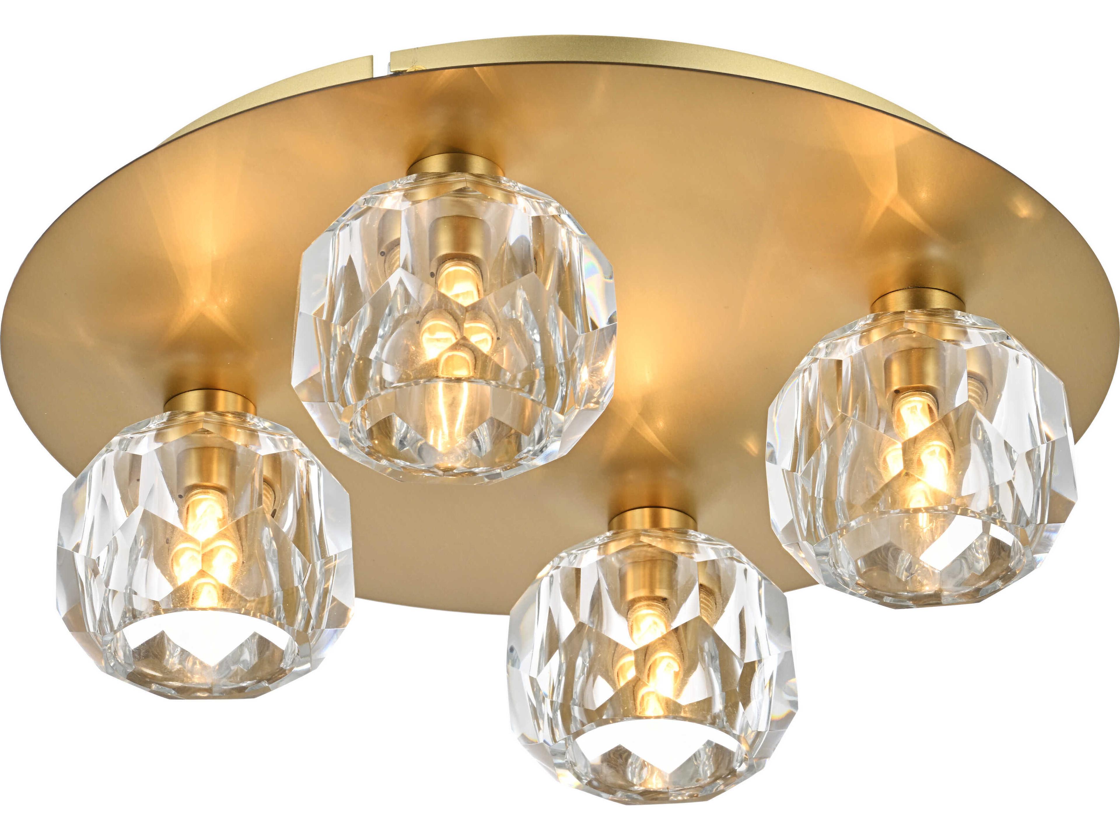 Elegant Lighting Graham 4-Light Gold Crystal Geometric Flush Mount