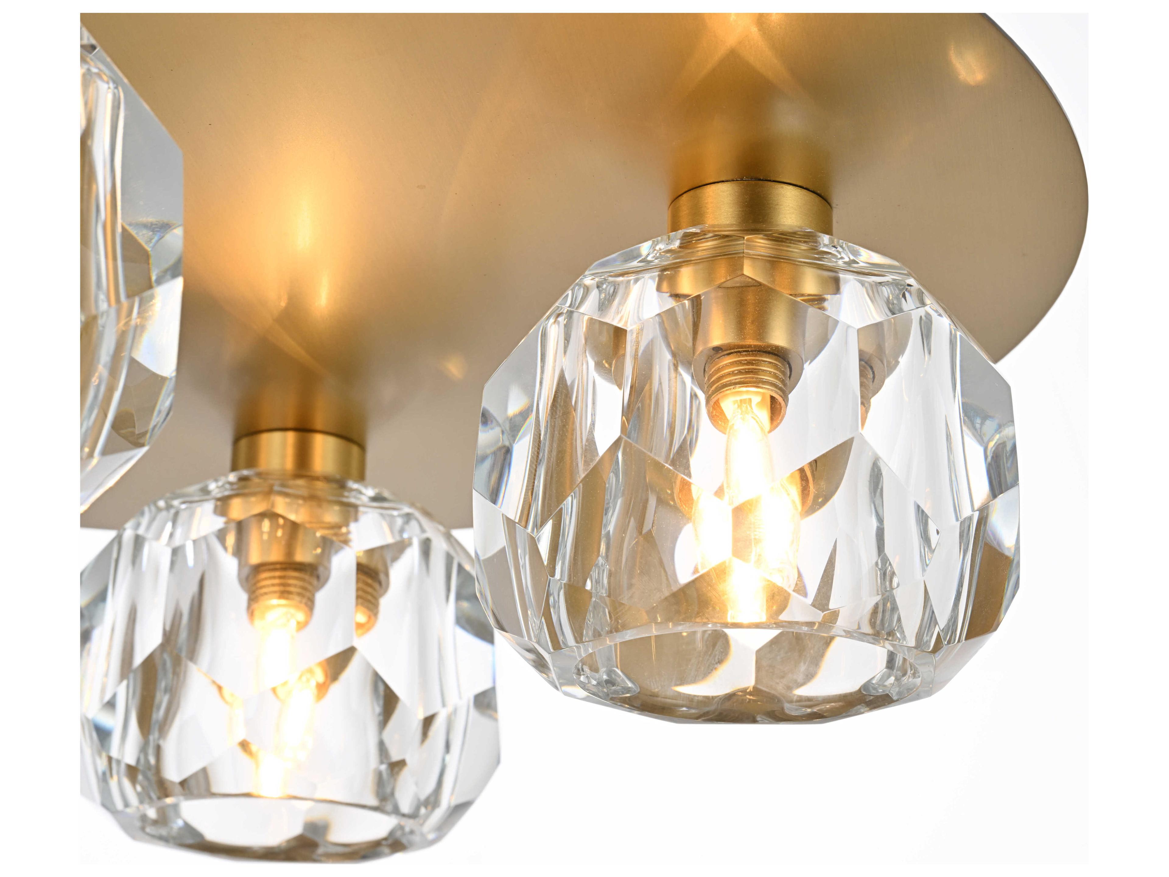 Elegant Lighting Graham 4-Light Gold Crystal Geometric Flush Mount