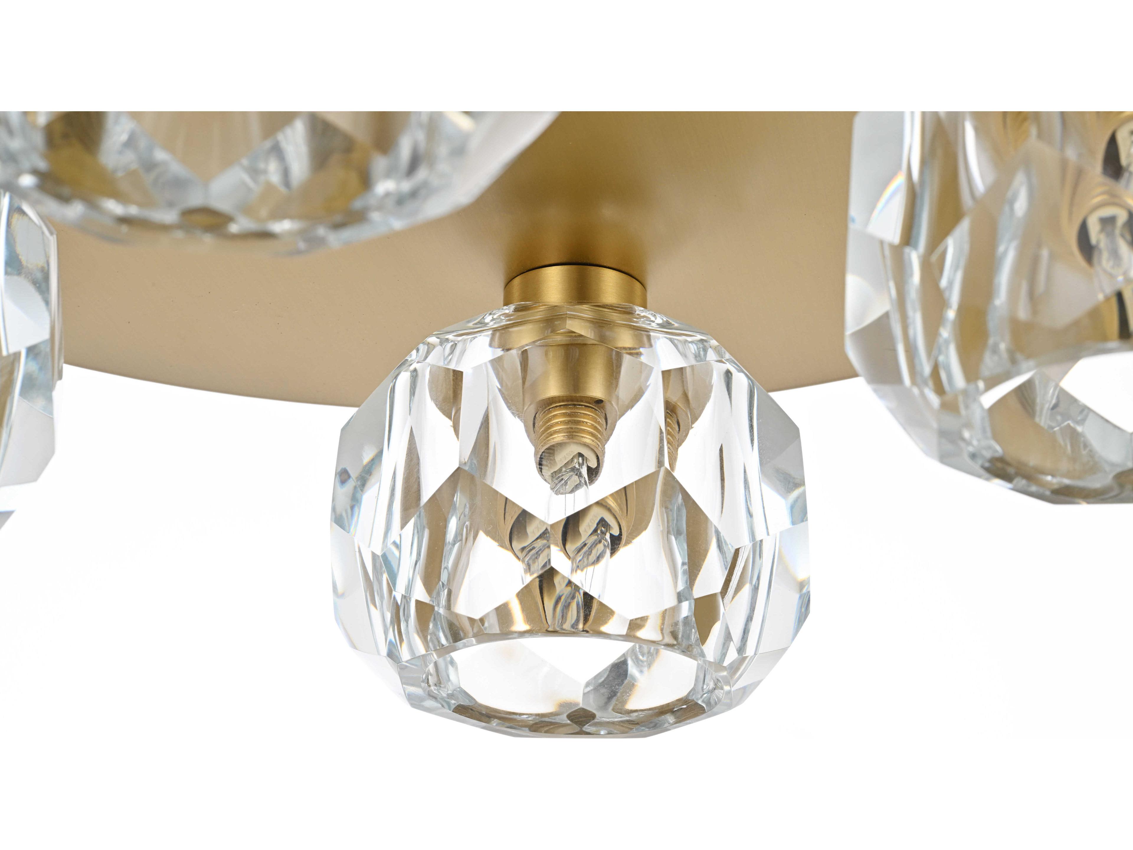 Elegant Lighting Graham 4-Light Gold Crystal Geometric Flush Mount