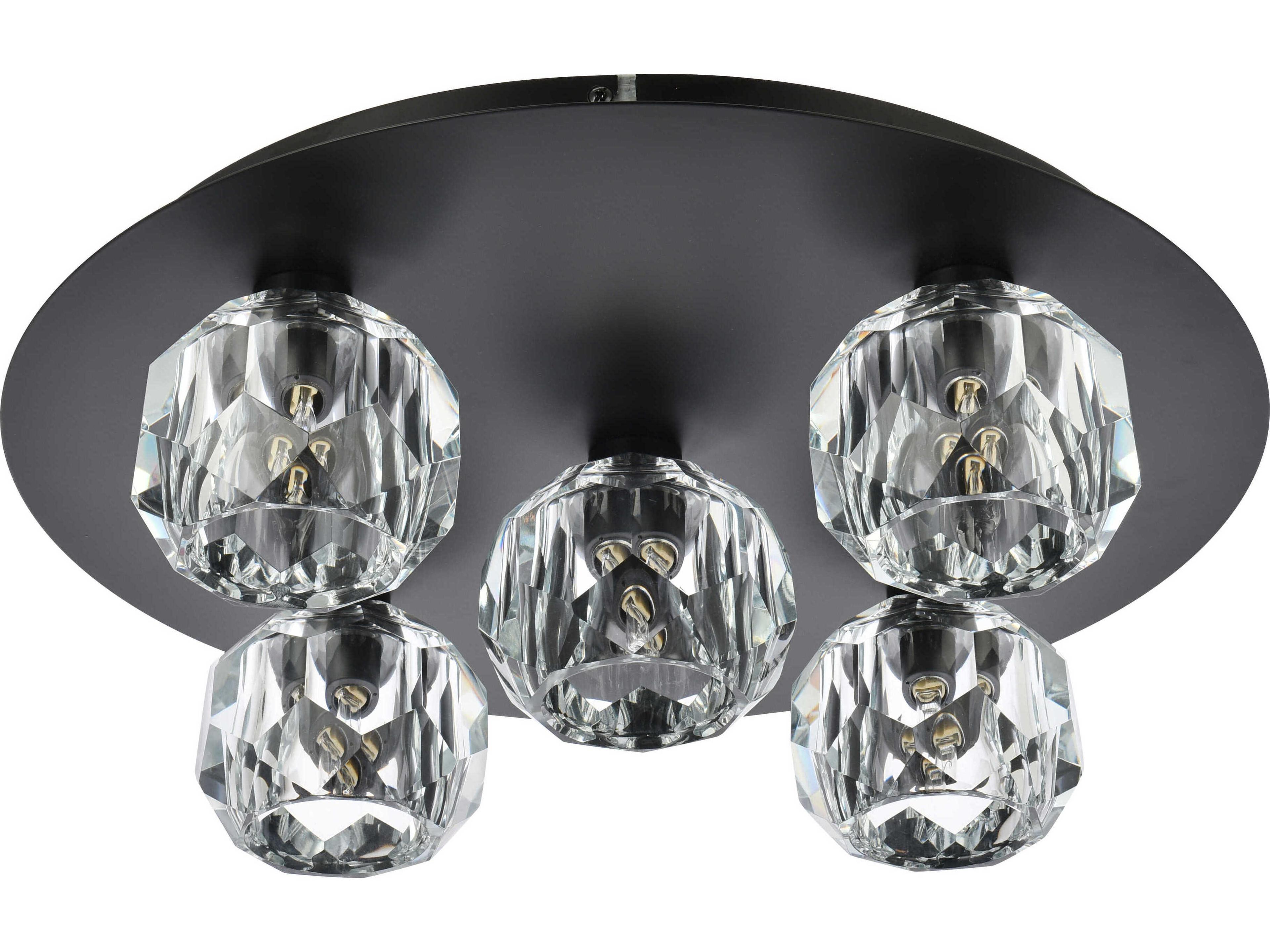 Elegant Lighting Graham 5-Light Nickel Black Crystal Geometric Flush Mount