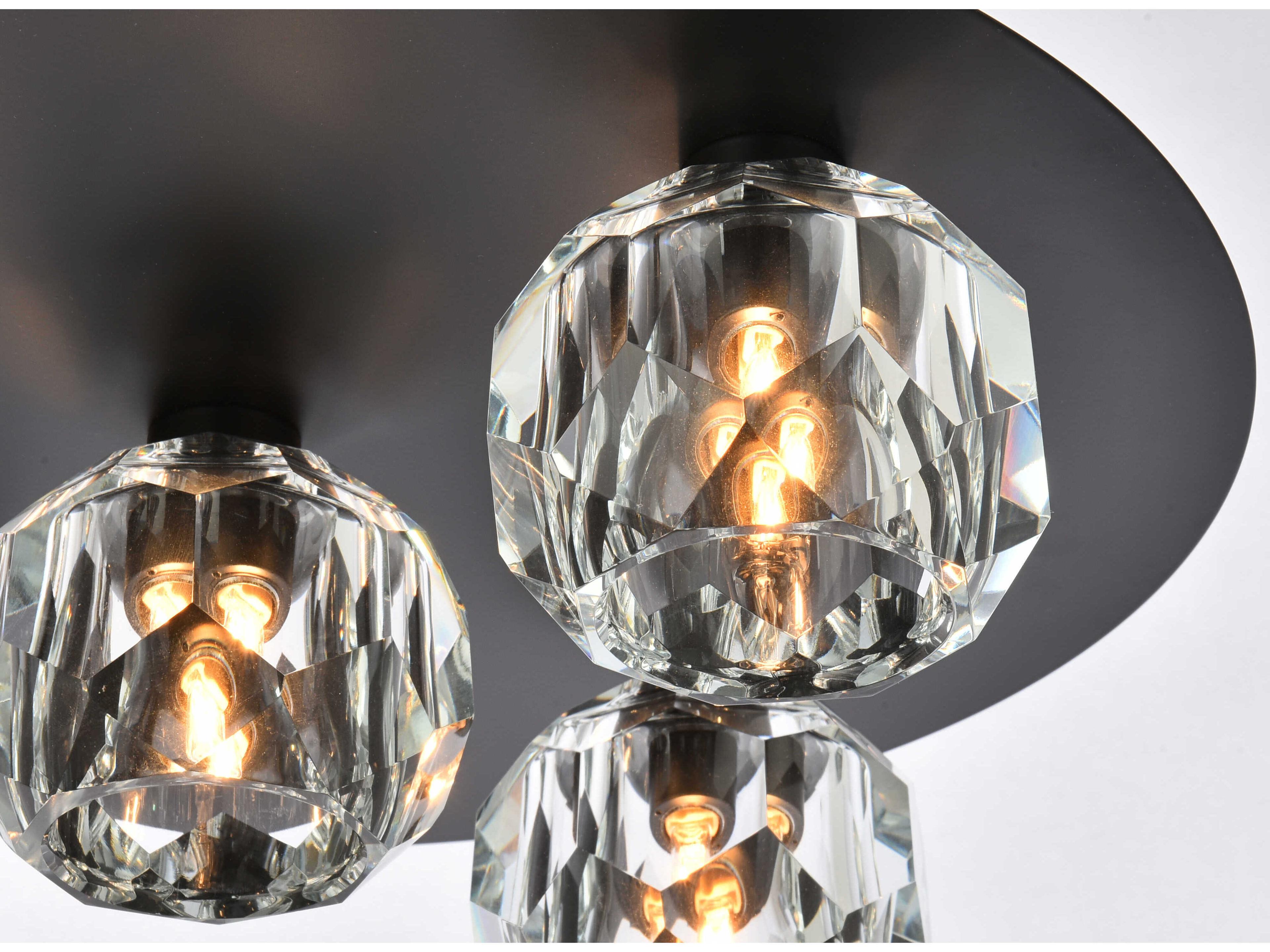 Elegant Lighting Graham 5-Light Nickel Black Crystal Geometric Flush Mount