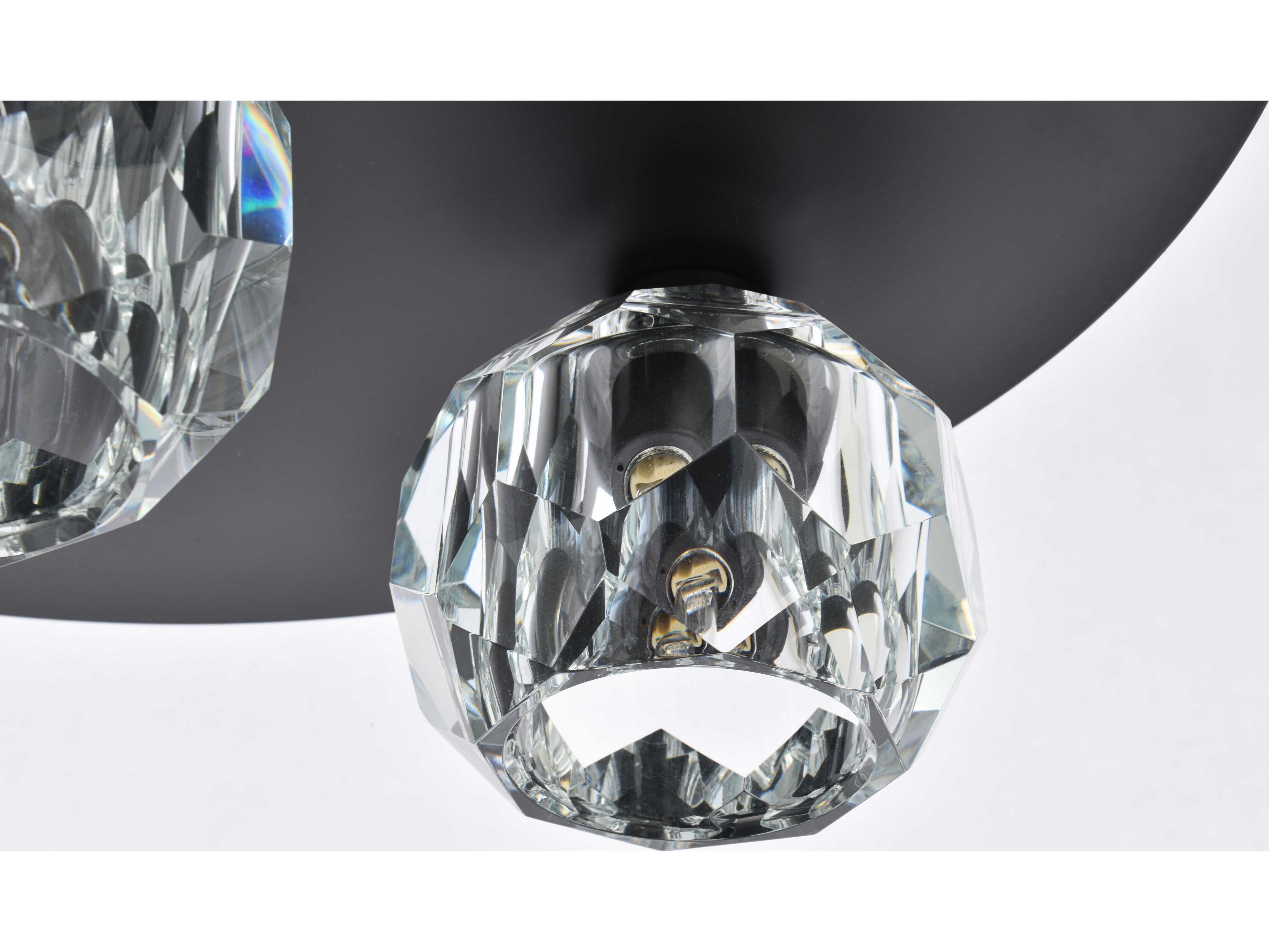 Elegant Lighting Graham 5-Light Nickel Black Crystal Geometric Flush Mount