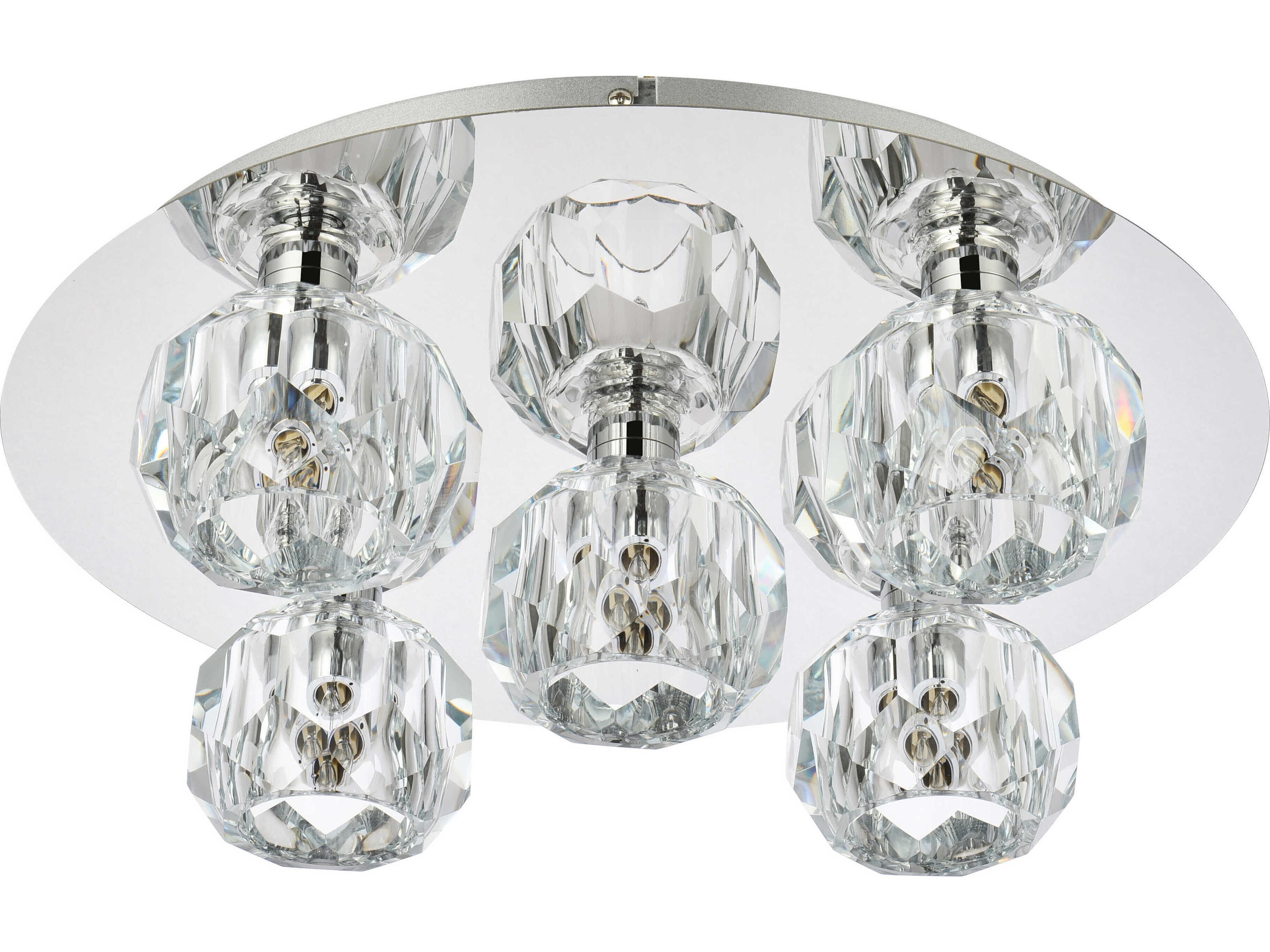 Elegant Lighting Graham 5-Light Chrome Crystal Geometric Flush Mount