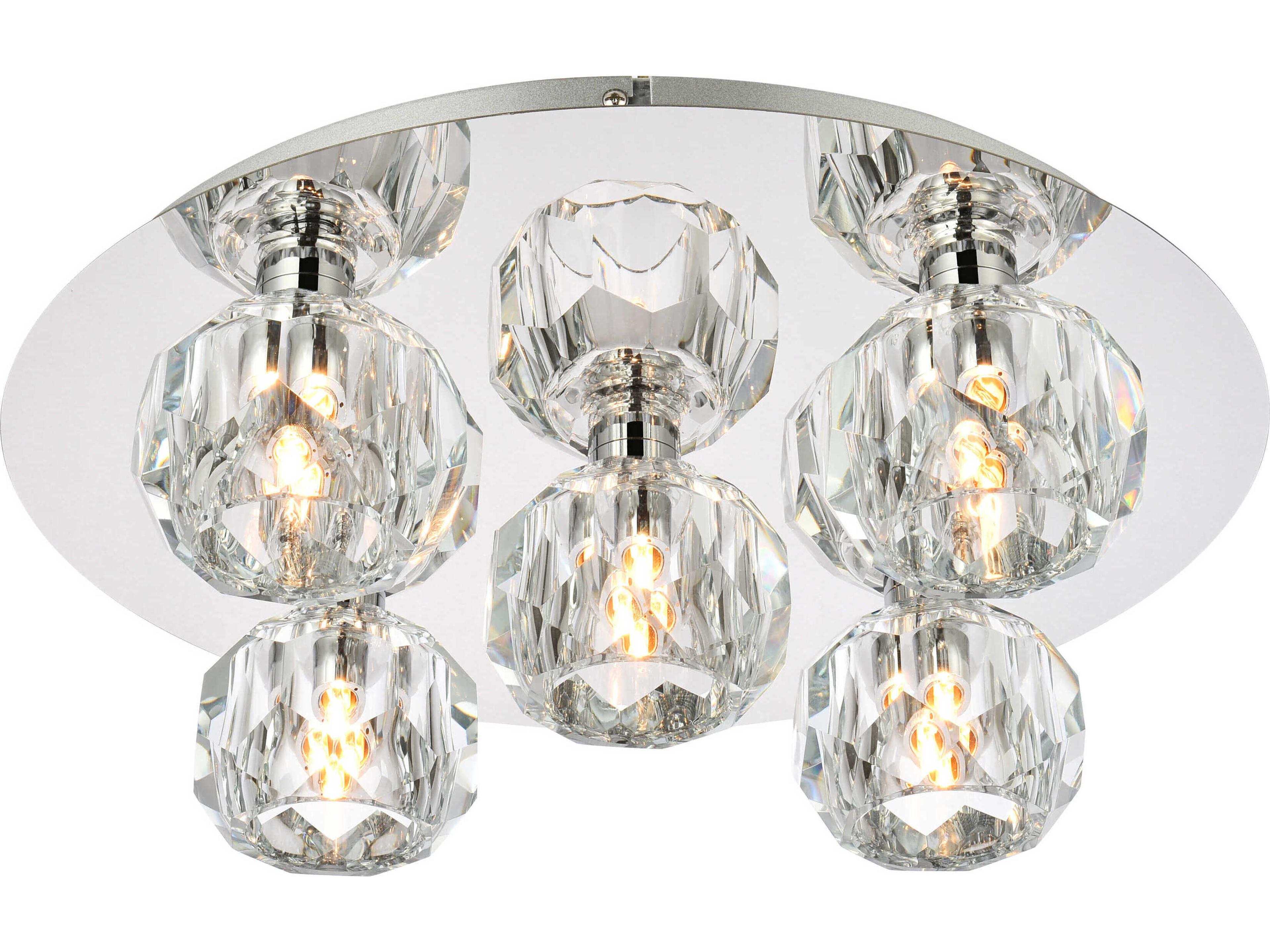 Elegant Lighting Graham 5-Light Chrome Crystal Geometric Flush Mount