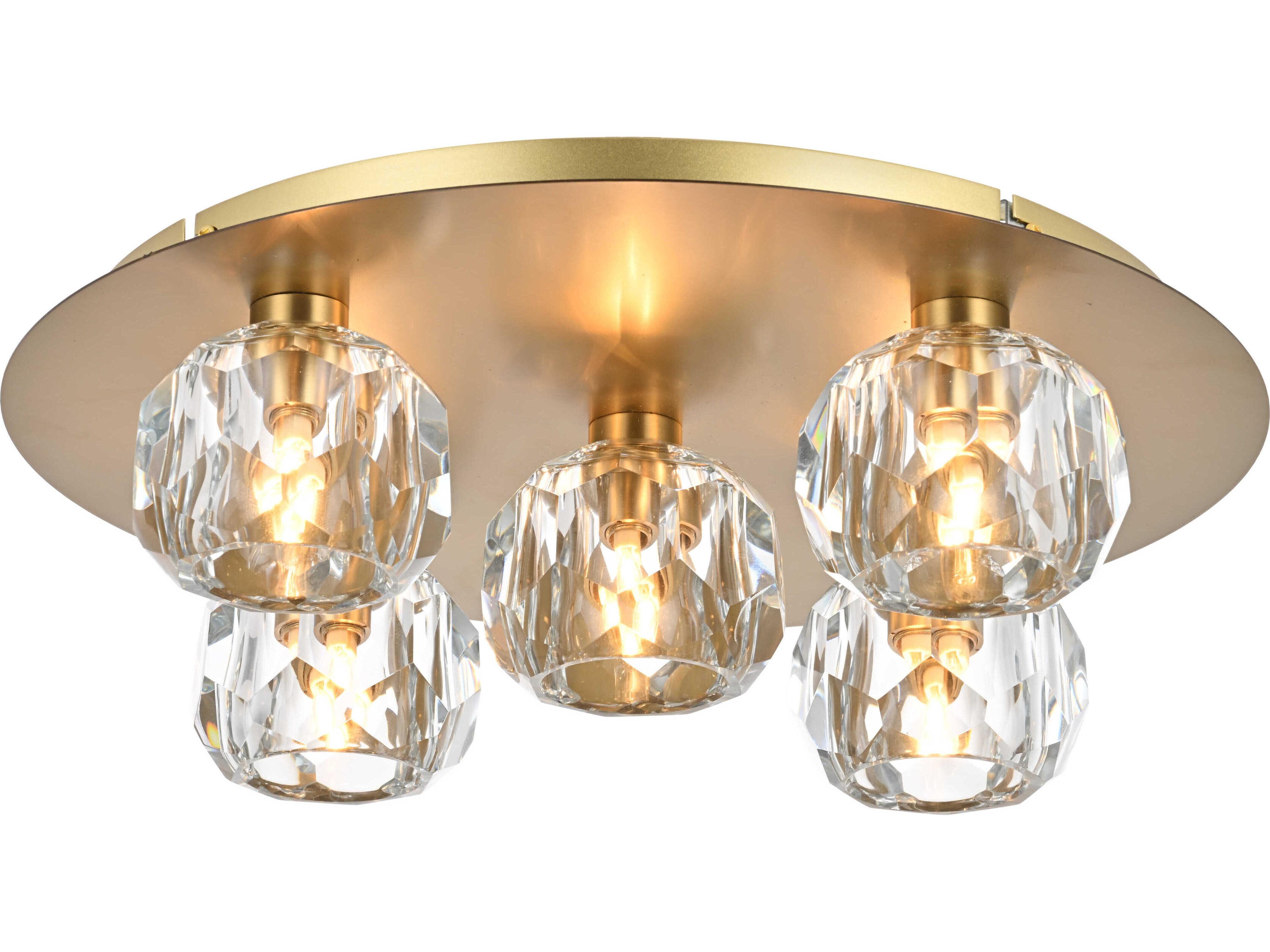 Graham 5-Light Gold Crystal Geometric Flush Mount