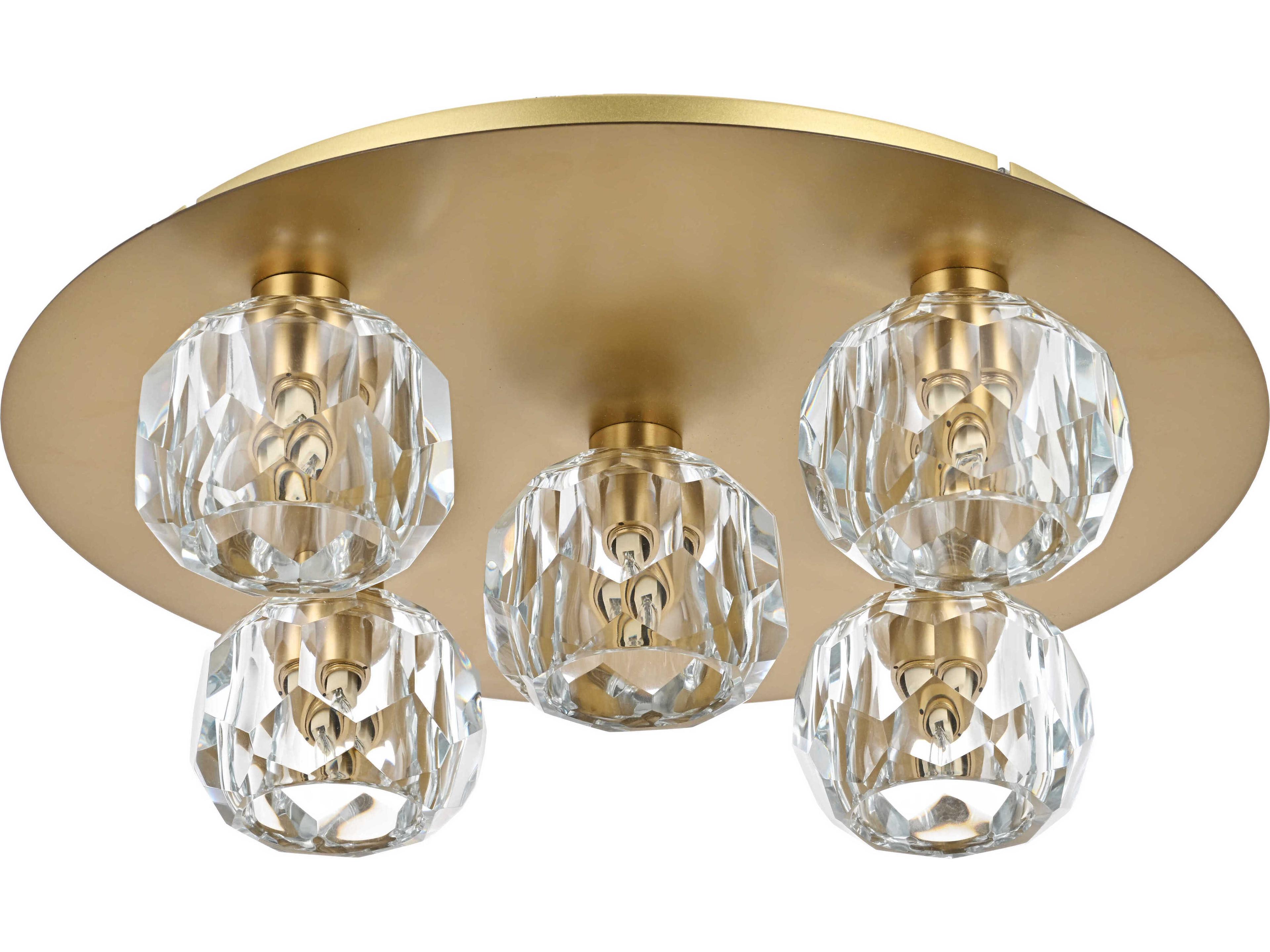 Elegant Lighting Graham 5-Light Gold Crystal Geometric Flush Mount