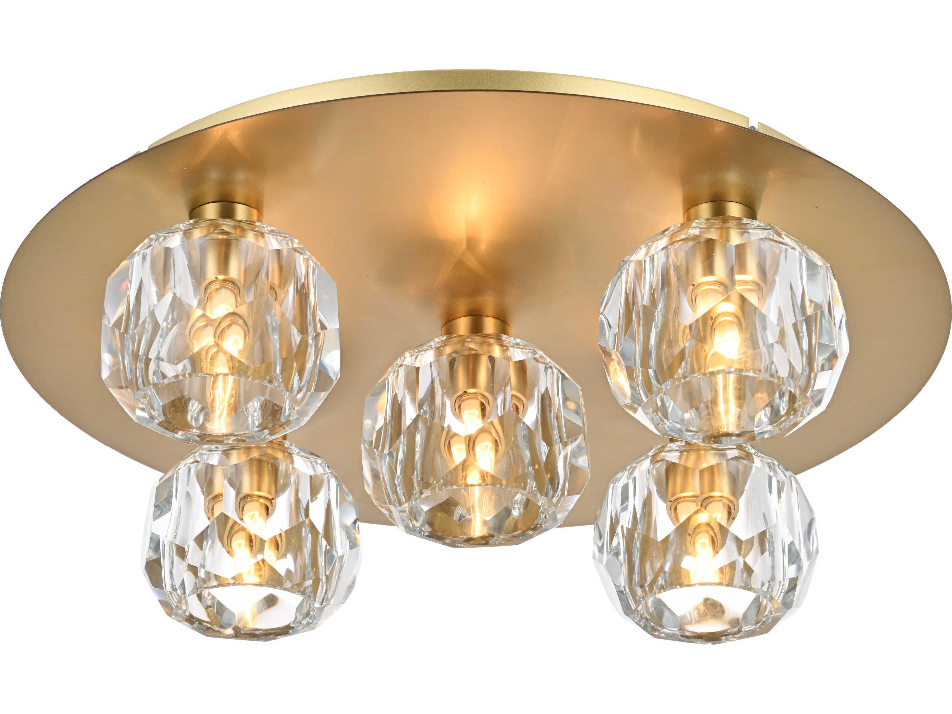 Elegant Lighting Graham 5-Light Gold Crystal Geometric Flush Mount