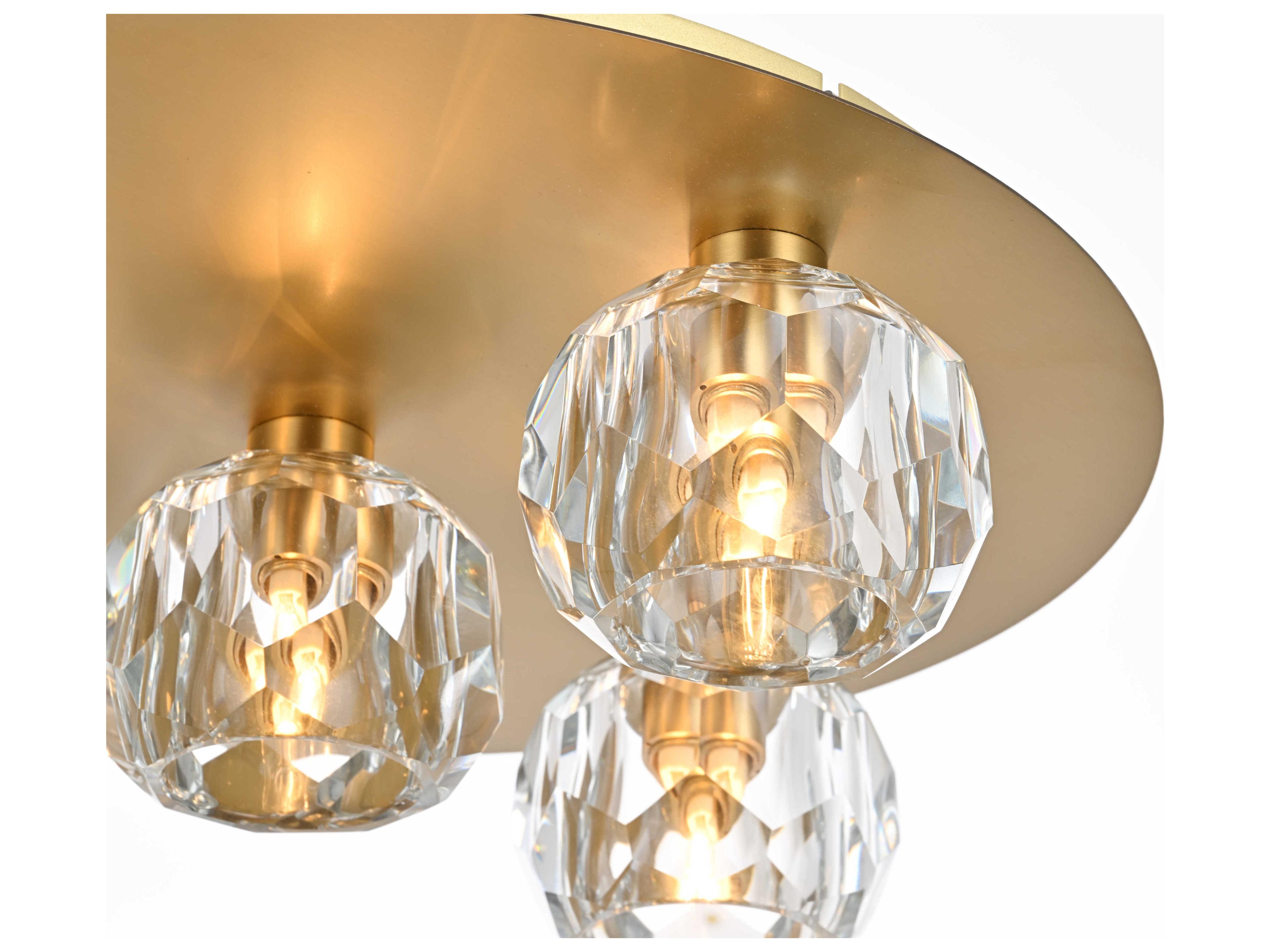 Elegant Lighting Graham 5-Light Gold Crystal Geometric Flush Mount