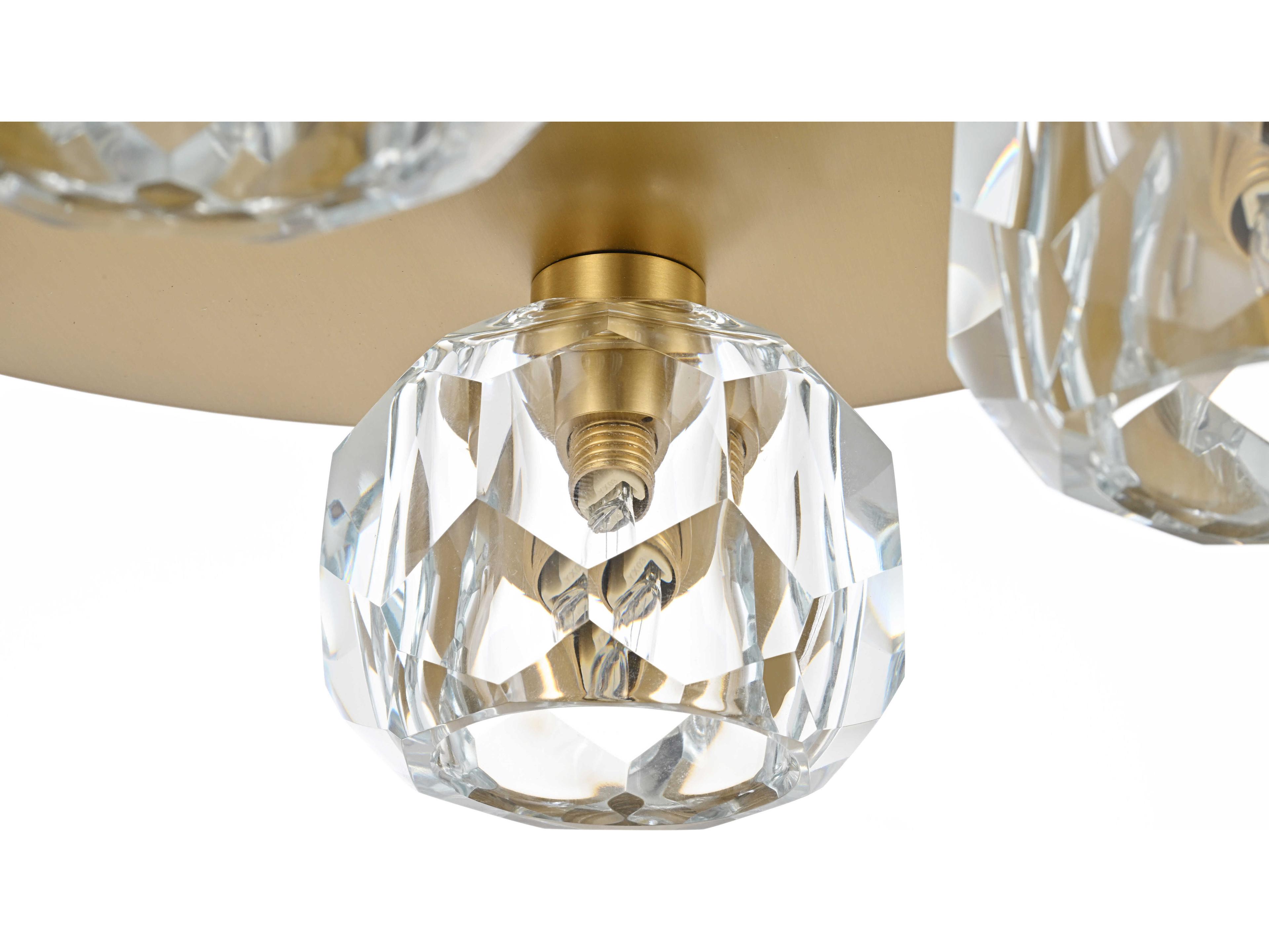 Elegant Lighting Graham 5-Light Gold Crystal Geometric Flush Mount