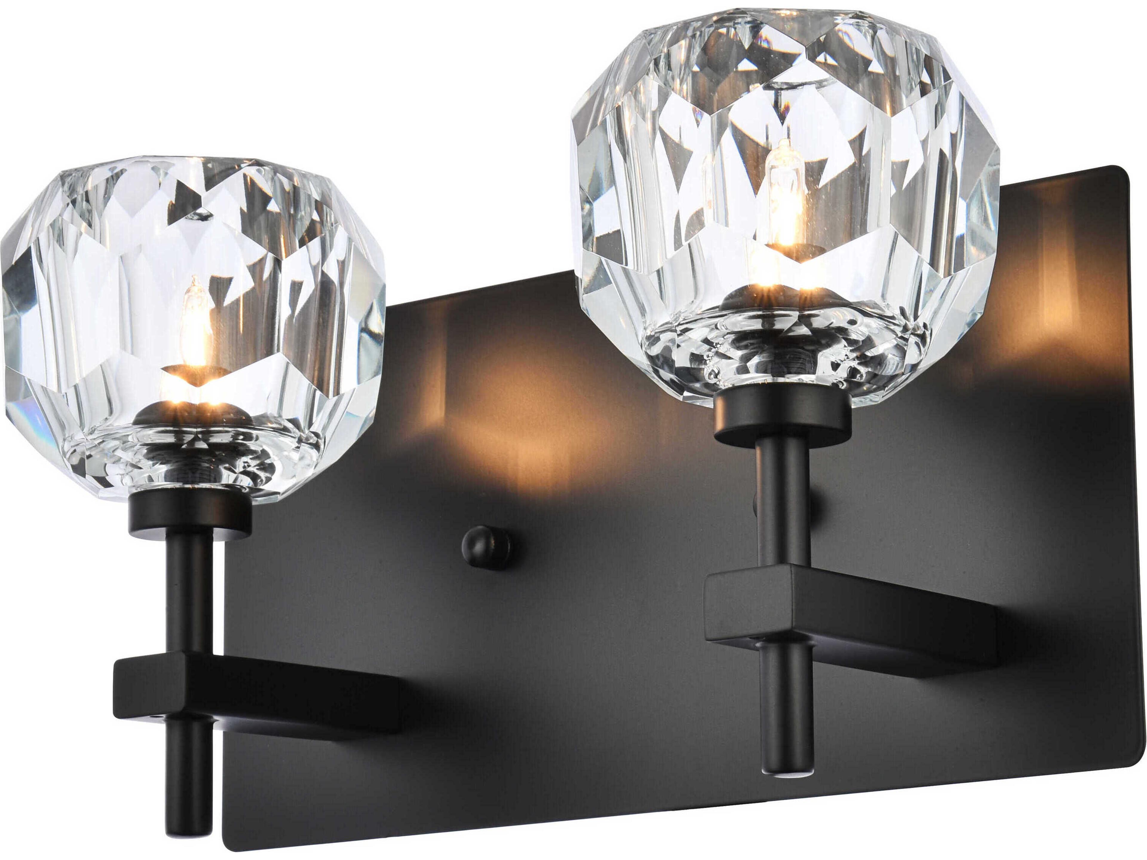 Elegant Lighting Graham 2-Light Black Crystal Vanity Light