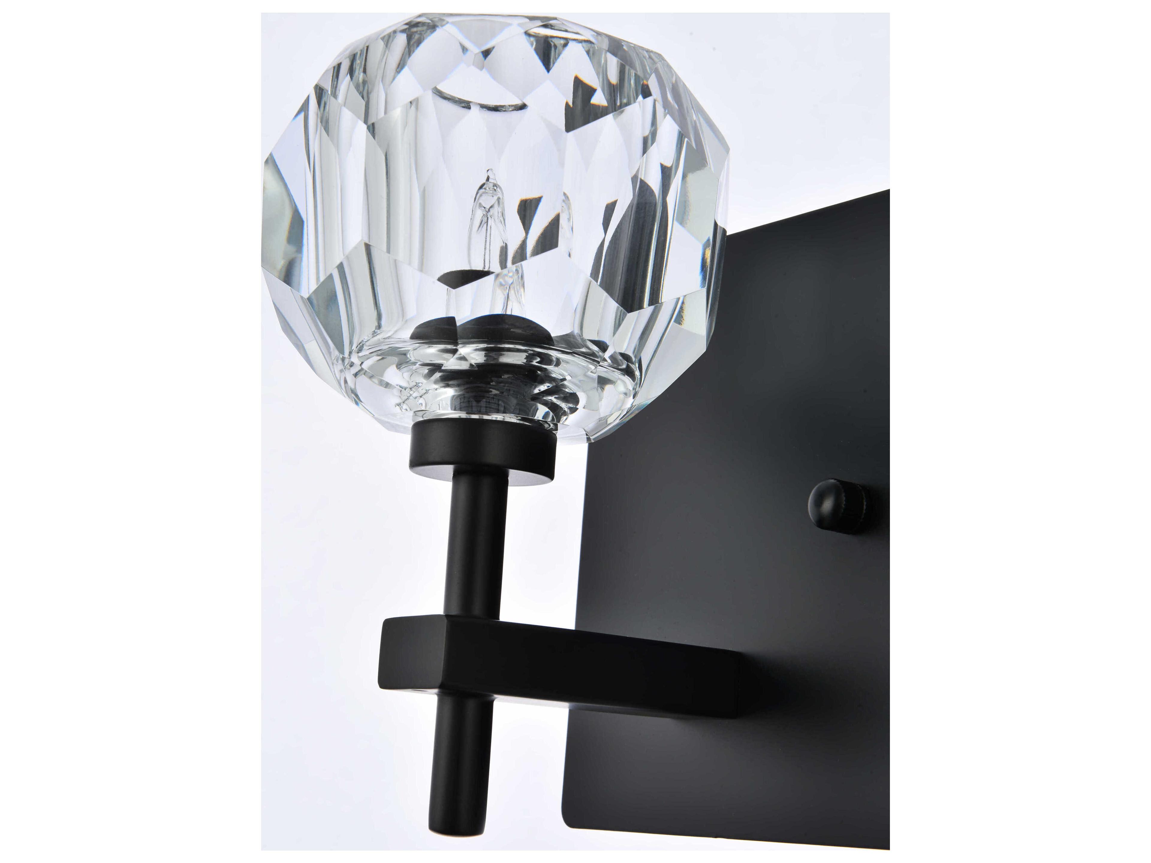 Elegant Lighting Graham 2-Light Black Crystal Vanity Light
