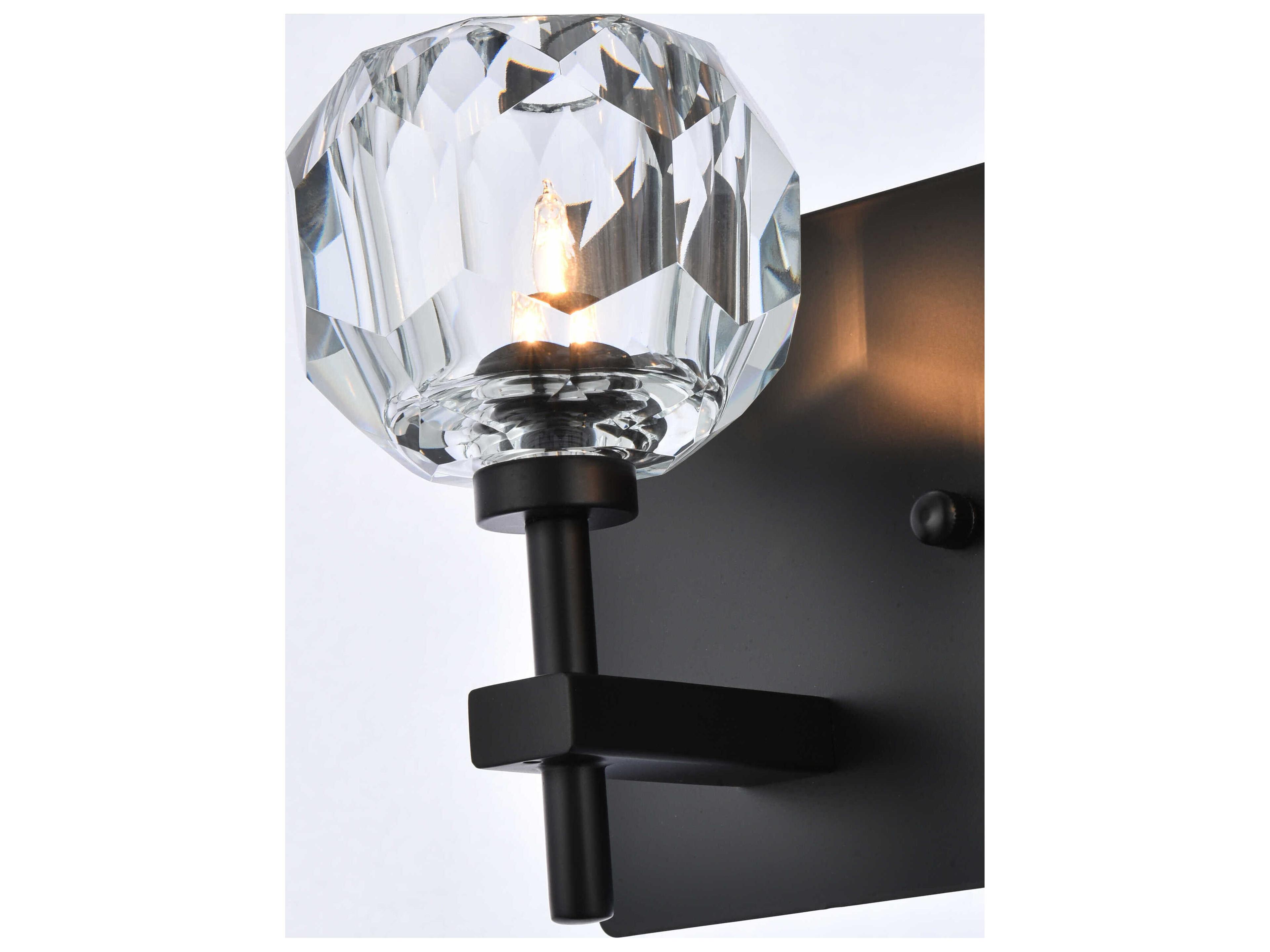 Elegant Lighting Graham 2-Light Black Crystal Vanity Light