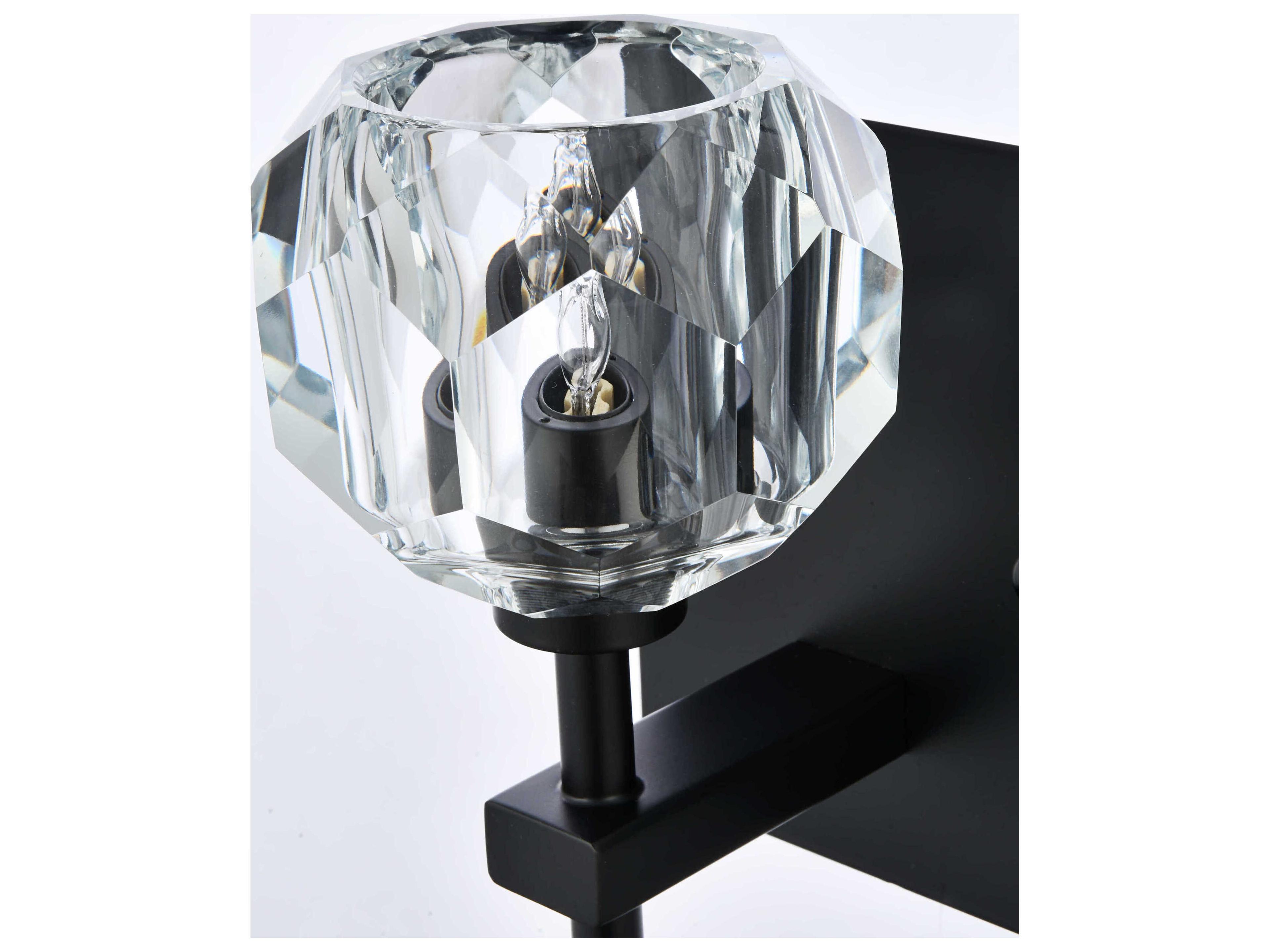 Elegant Lighting Graham 2-Light Black Crystal Vanity Light