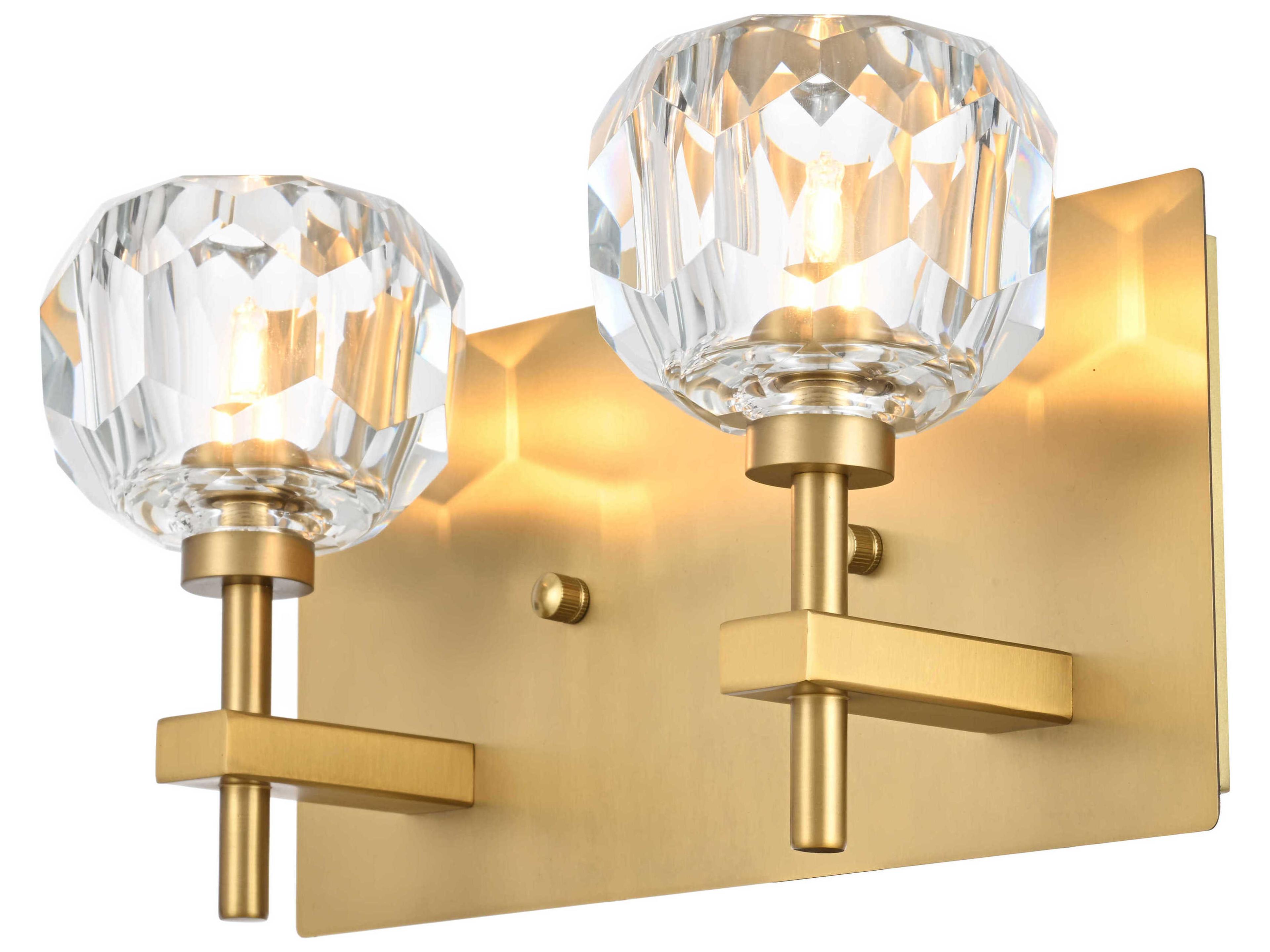Elegant Lighting Graham 2-Light Gold Brass Crystal Vanity Light