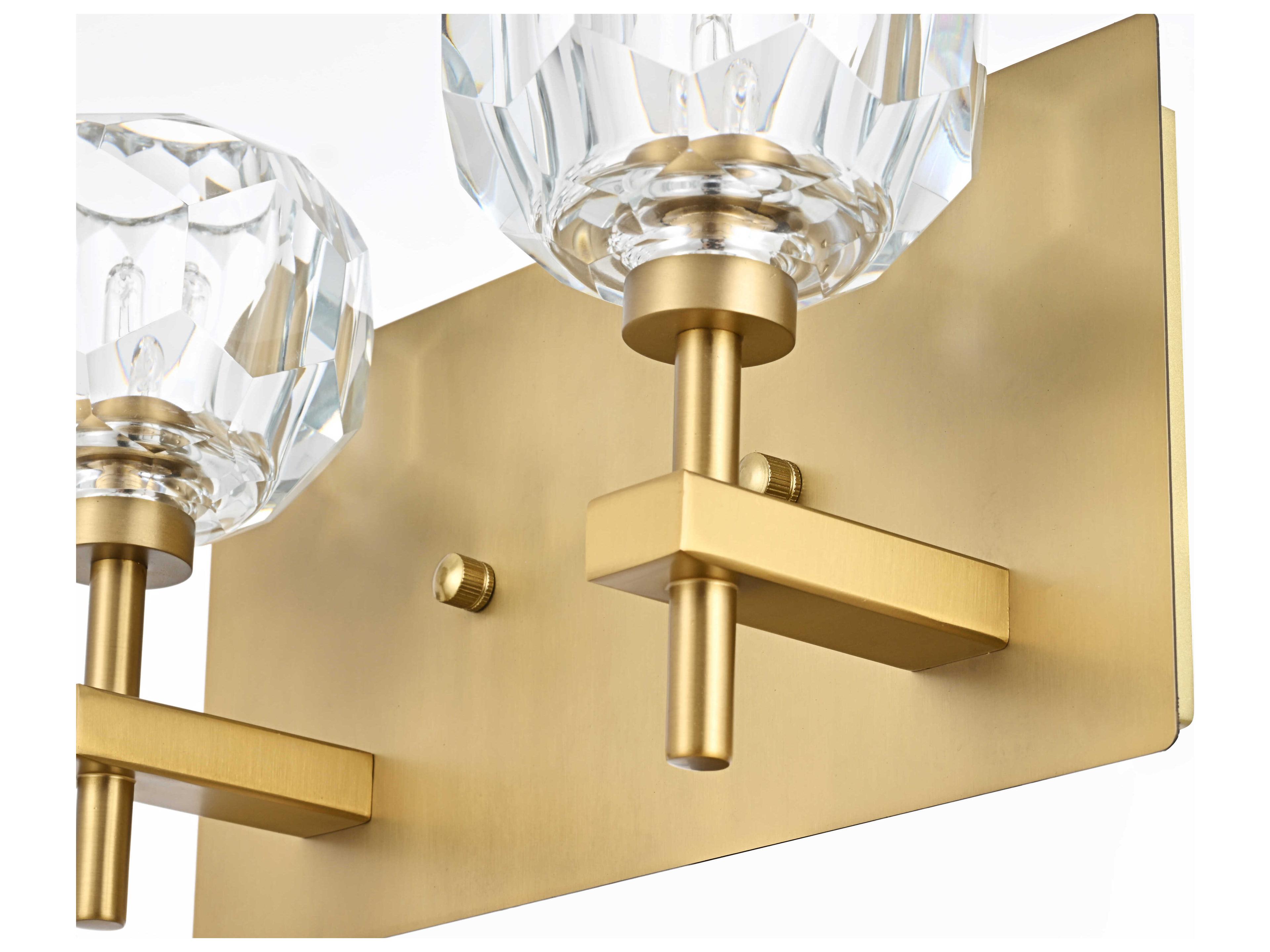 Elegant Lighting Graham 2-Light Gold Brass Crystal Vanity Light