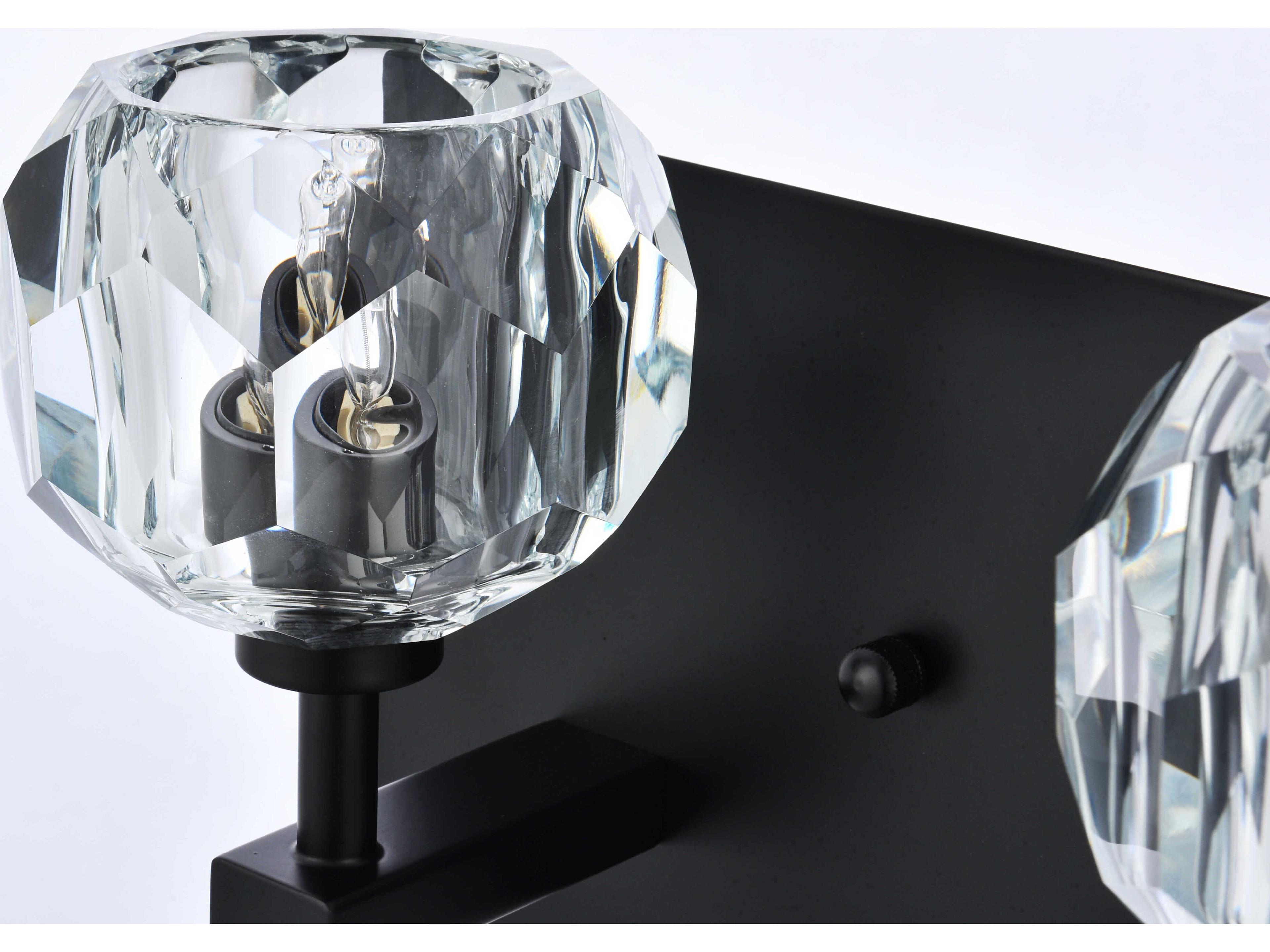 Elegant Lighting Graham 3-Light Black Crystal Vanity Light