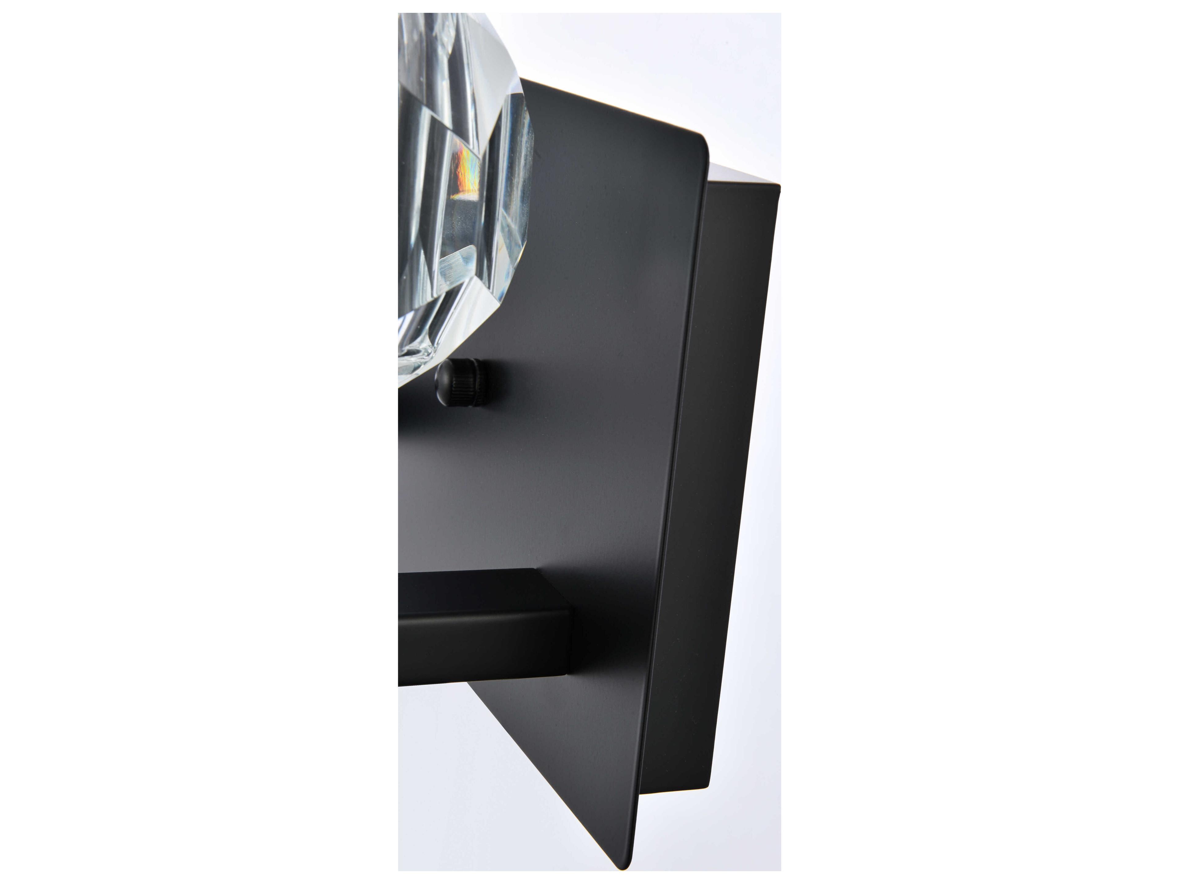 Elegant Lighting Graham 3-Light Black Crystal Vanity Light