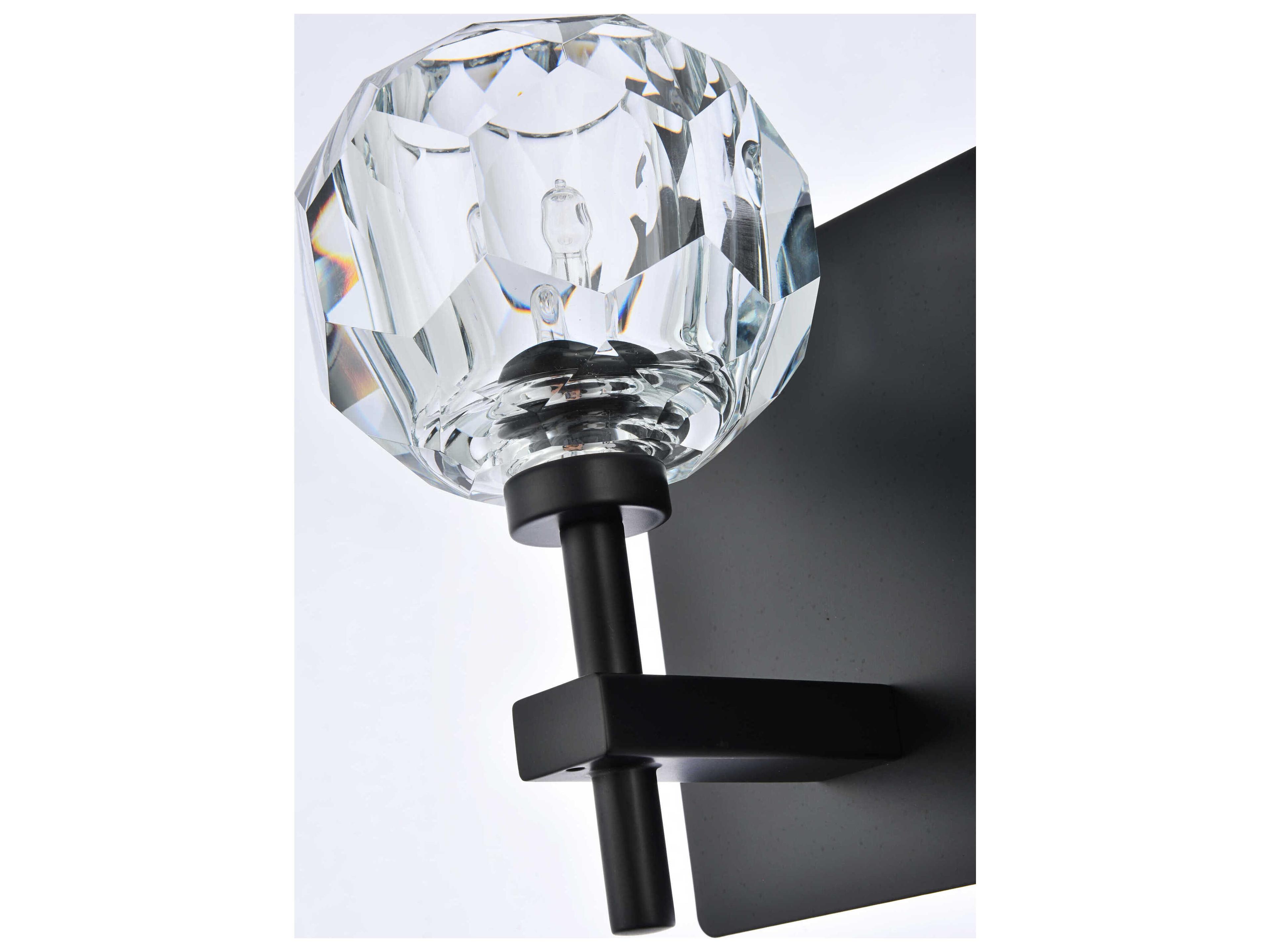 Elegant Lighting Graham 3-Light Black Crystal Vanity Light