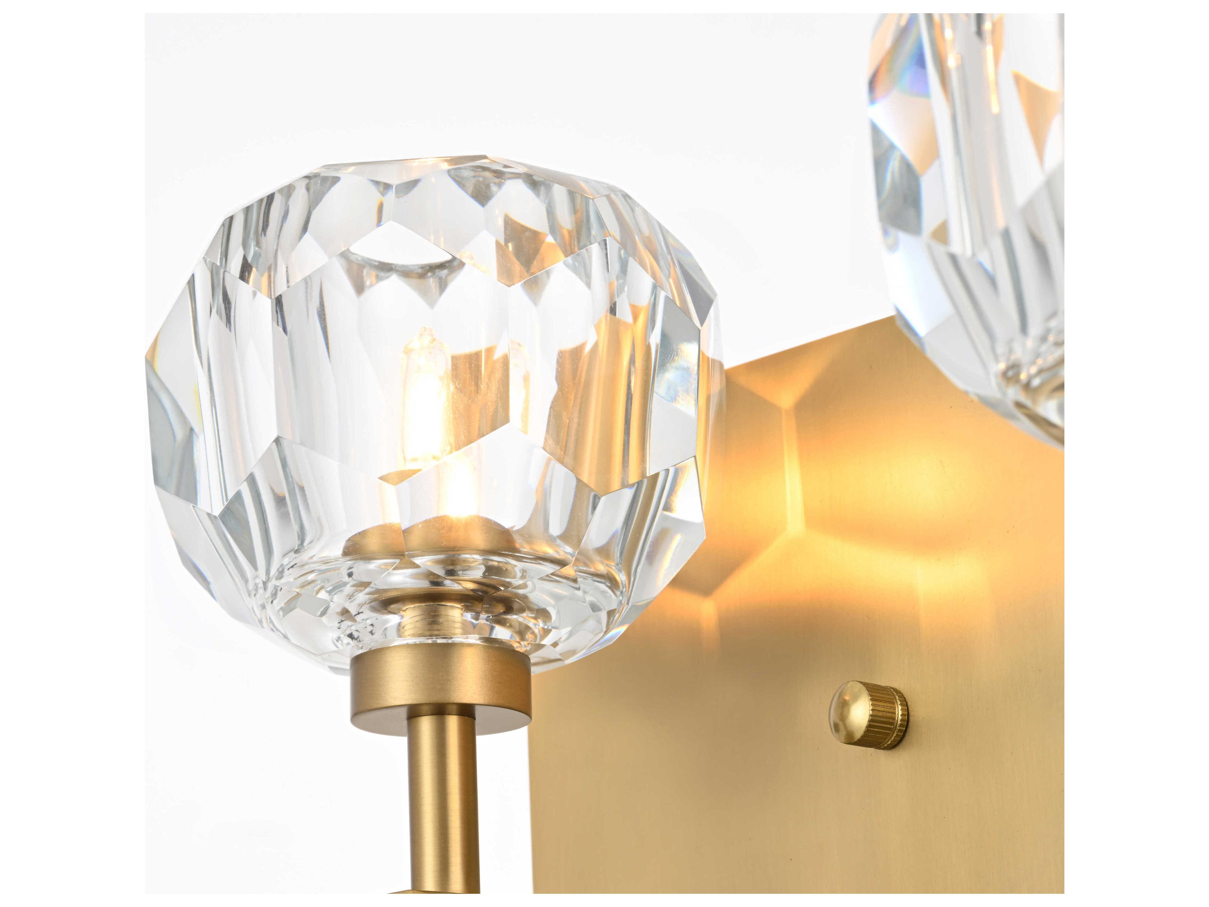 Elegant Lighting Graham 3-Light Gold Brass Crystal Vanity Light