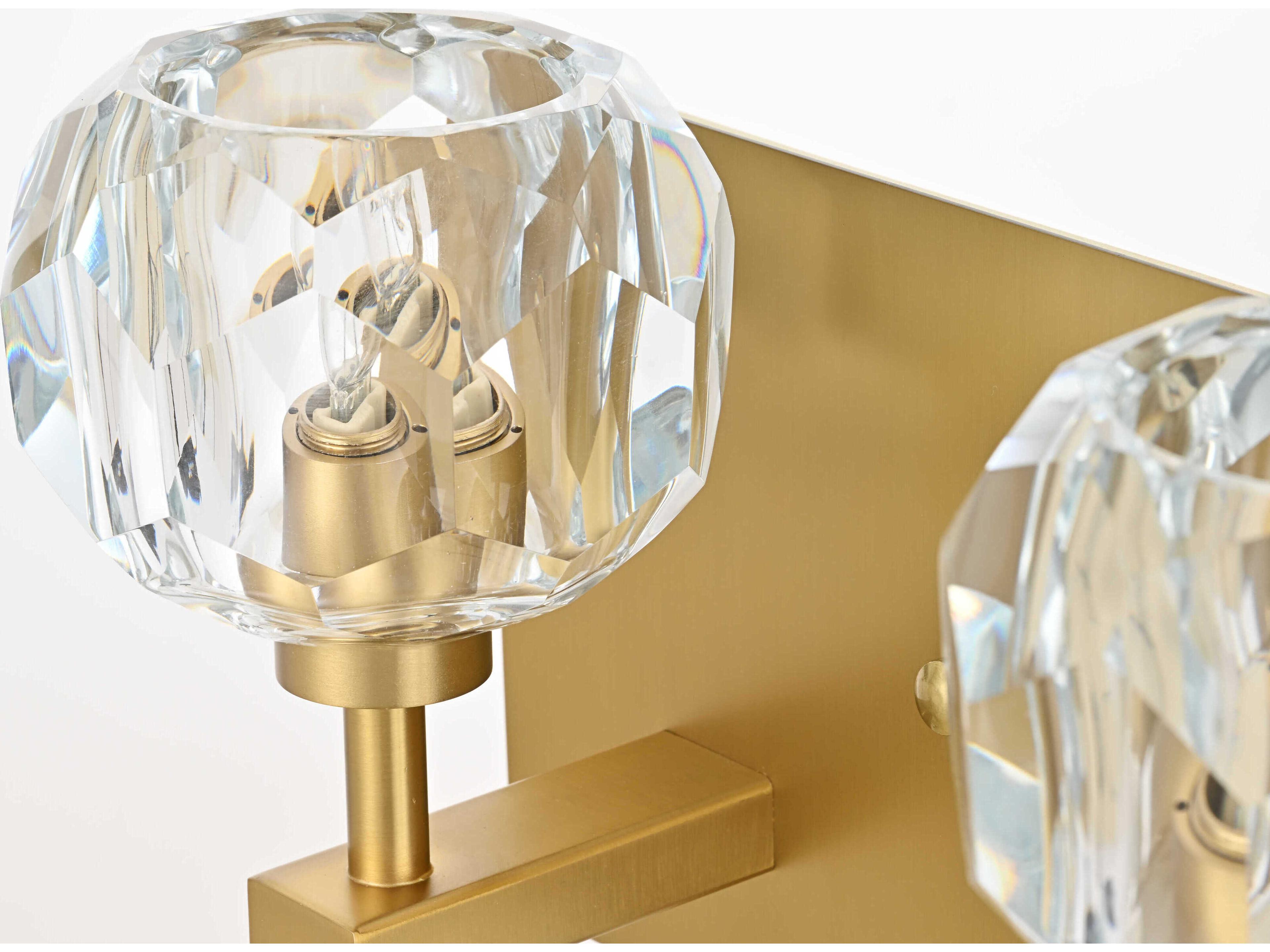Elegant Lighting Graham 3-Light Gold Brass Crystal Vanity Light
