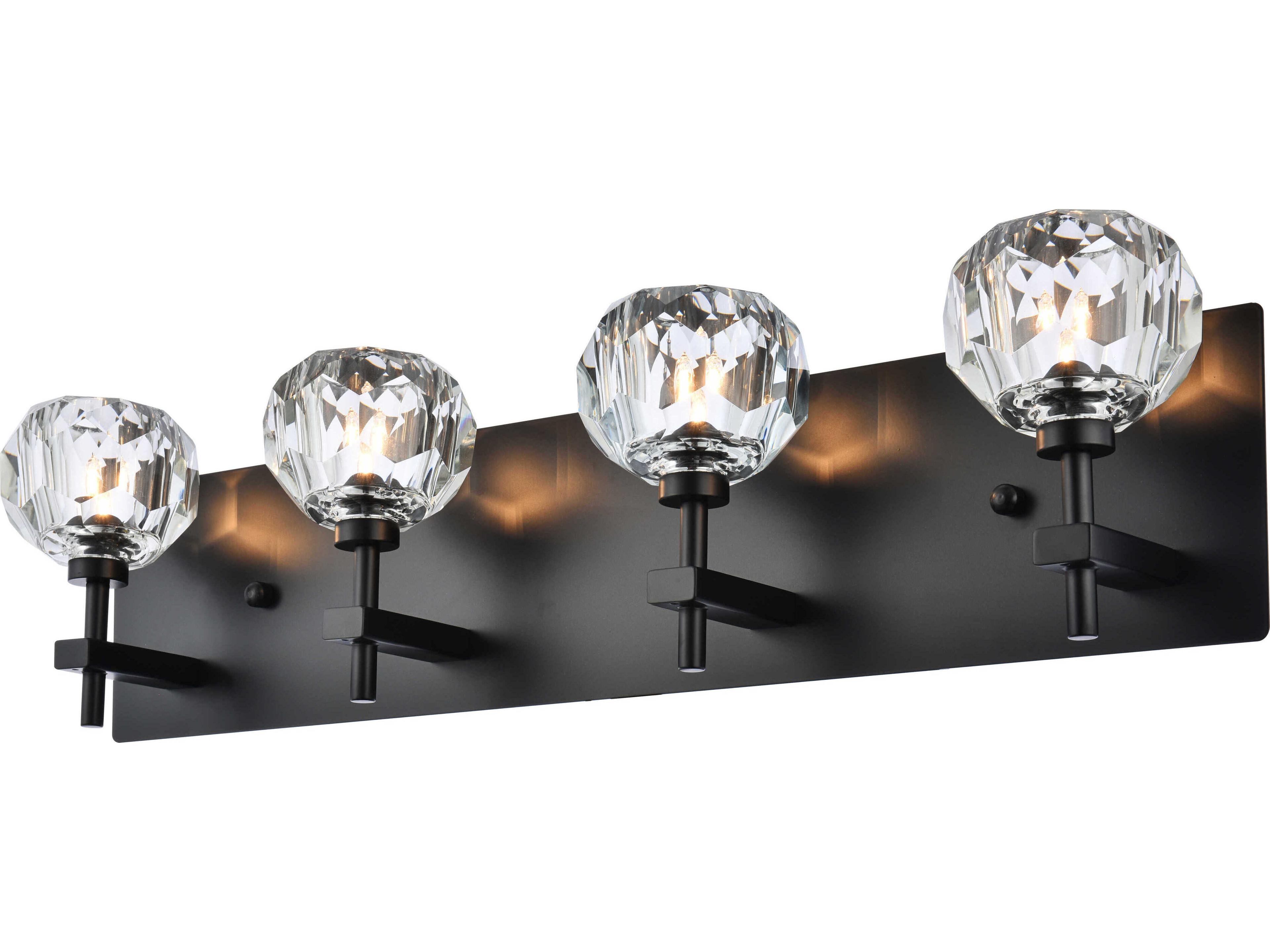 Elegant Lighting Graham 4-Light Black Crystal Vanity Light