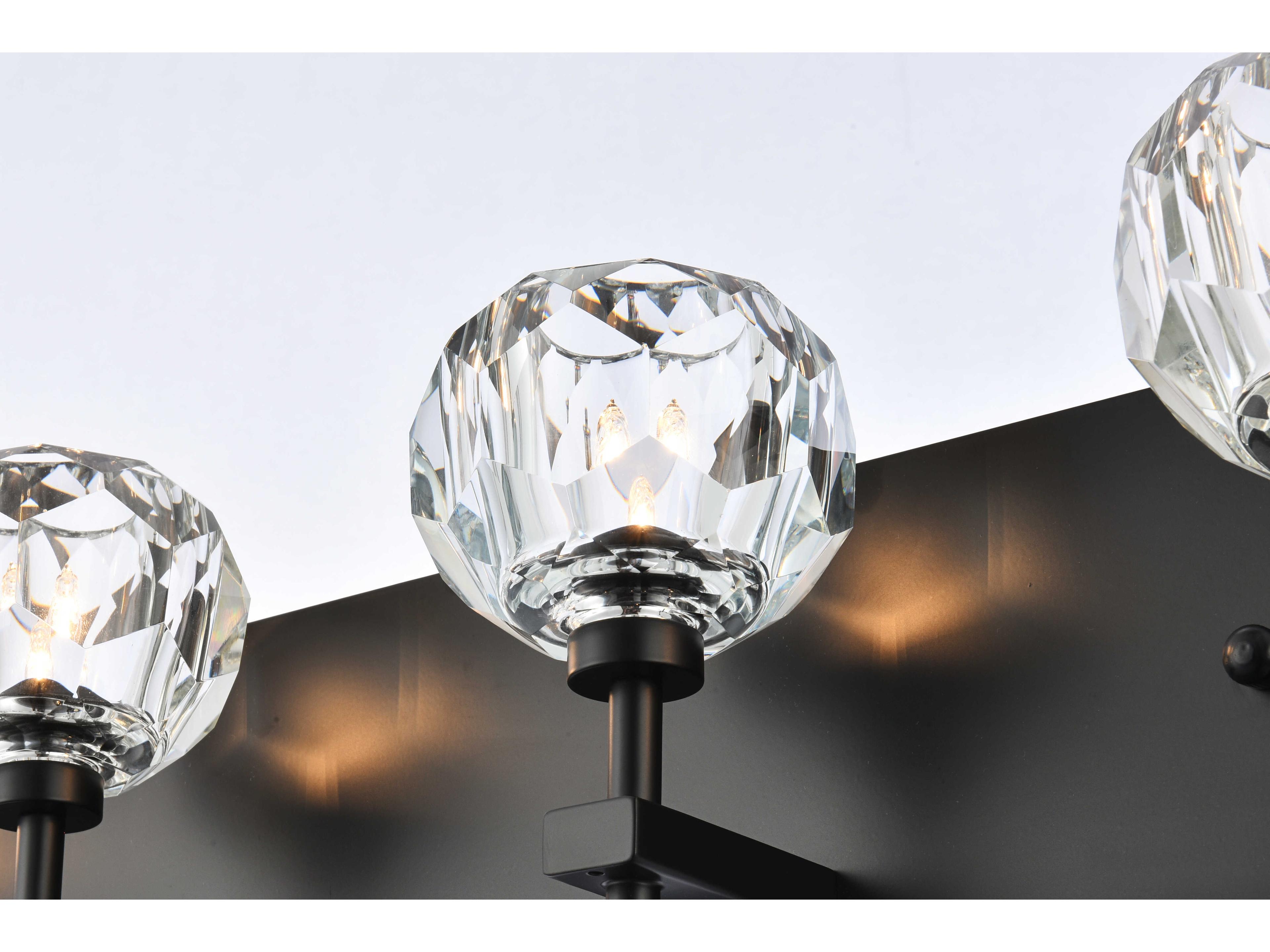 Elegant Lighting Graham 4-Light Black Crystal Vanity Light
